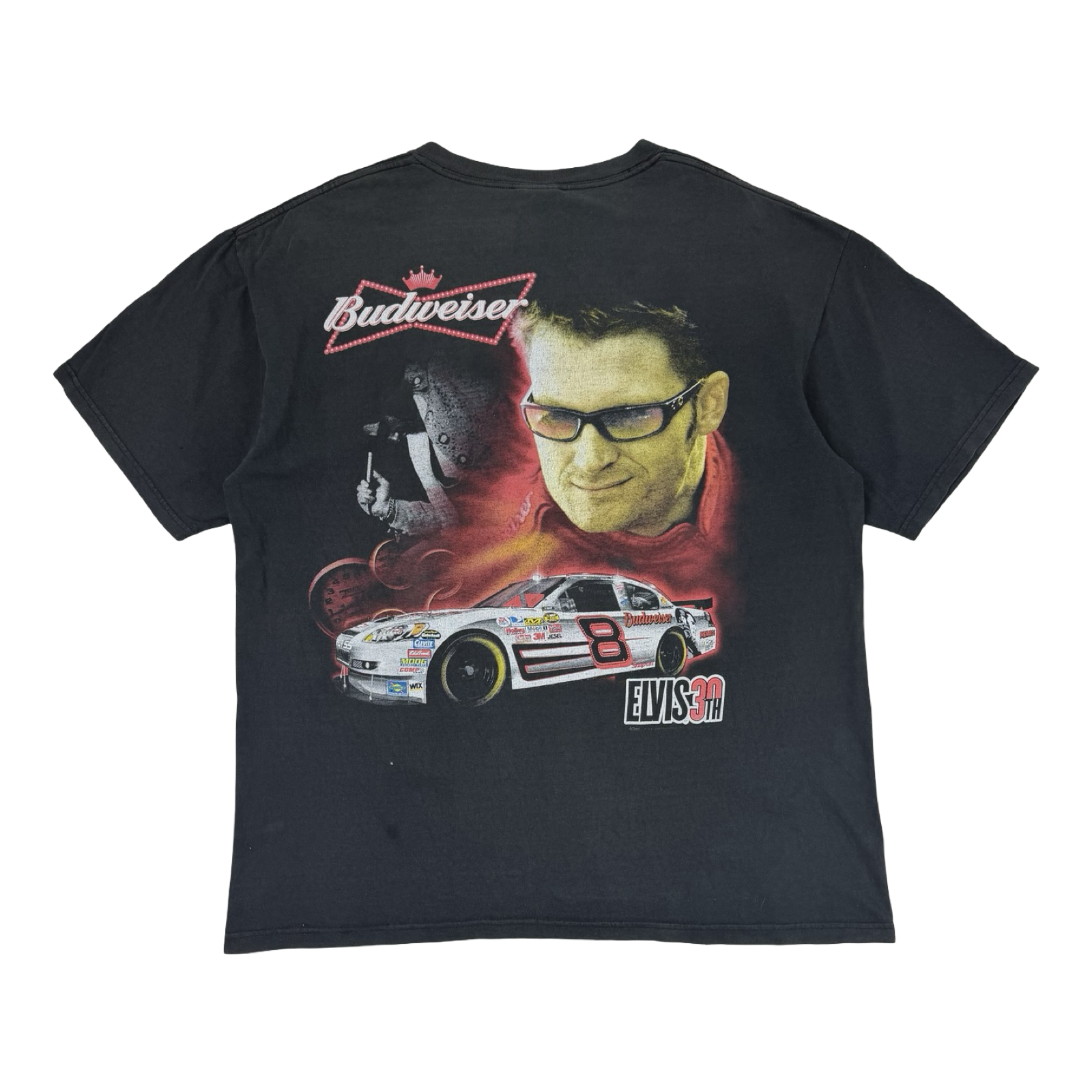 Vintage Chase Authentics Elvis Presley X Dale Earnhardt Jr T-Shirt Black