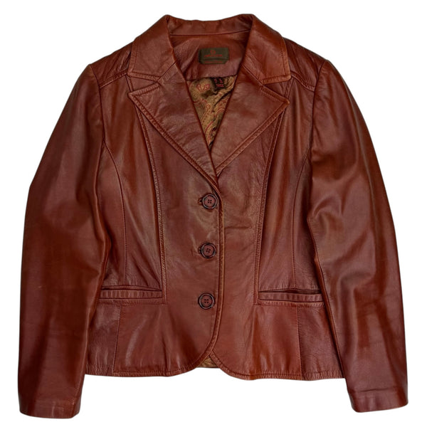 (W) Vintage Danier Leather Blazer Blood Red