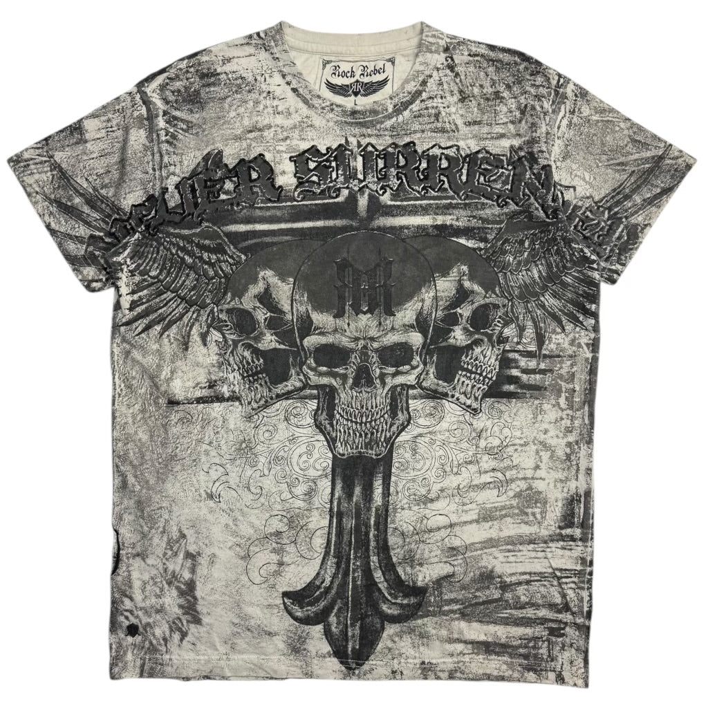 Vintage Y2K Rock Rebel Cross & Skulls T-Shirt