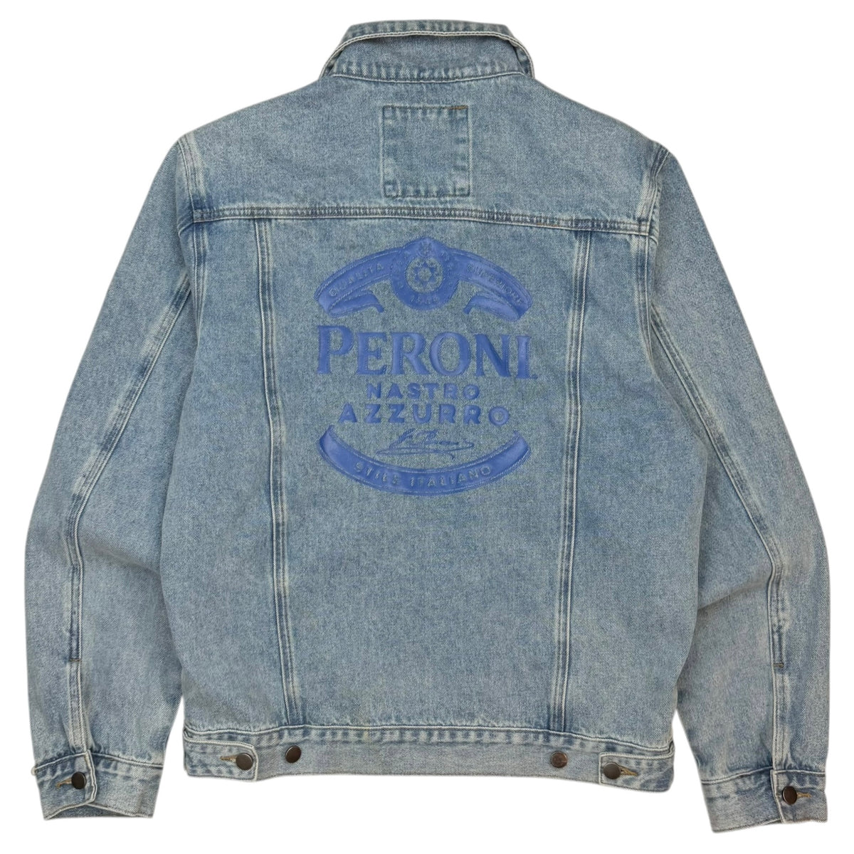 Peroni Nastro Azzurro Zip Up Denim Jacket Blue