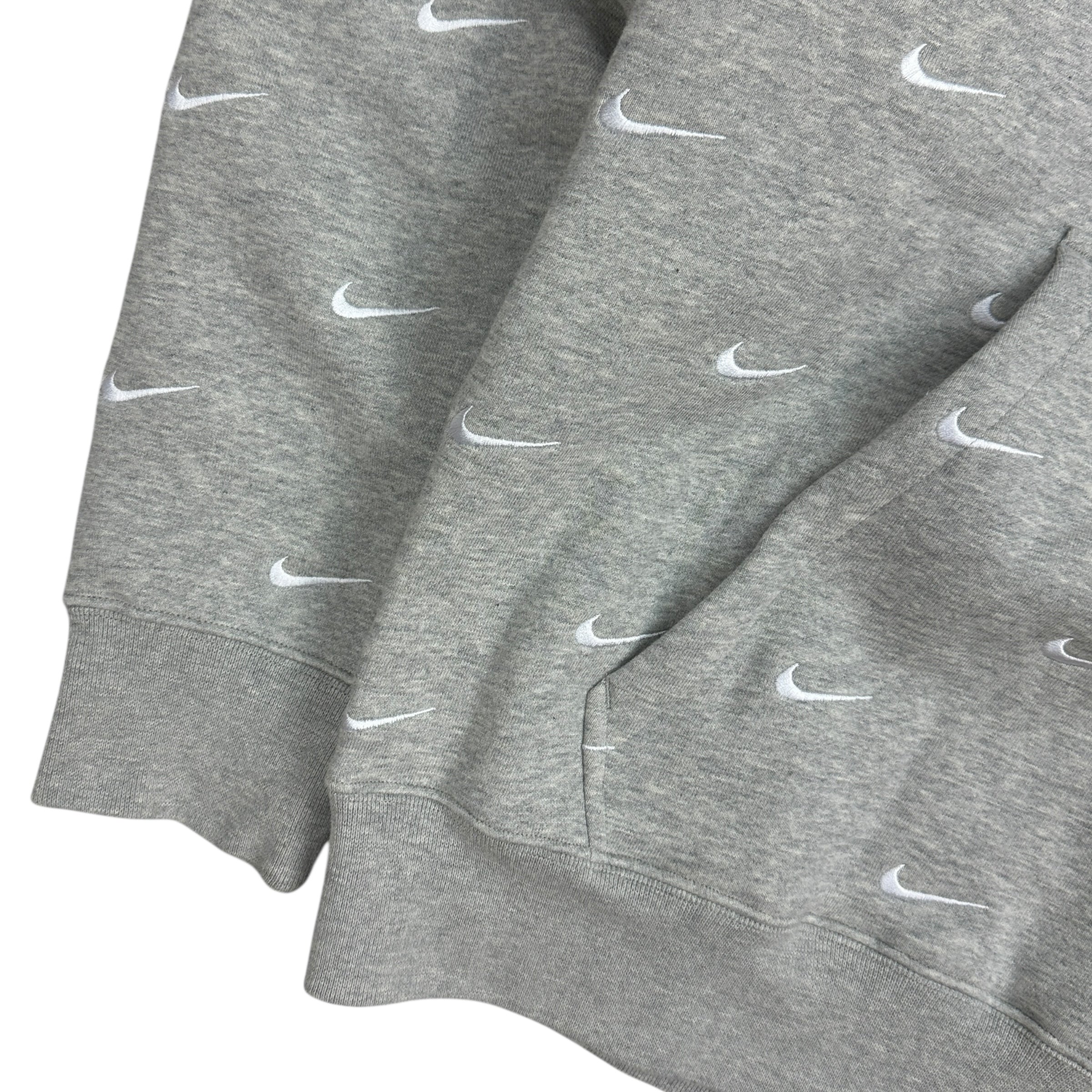 Nike NRG All Over Swoosh Logo Hoodie Grey