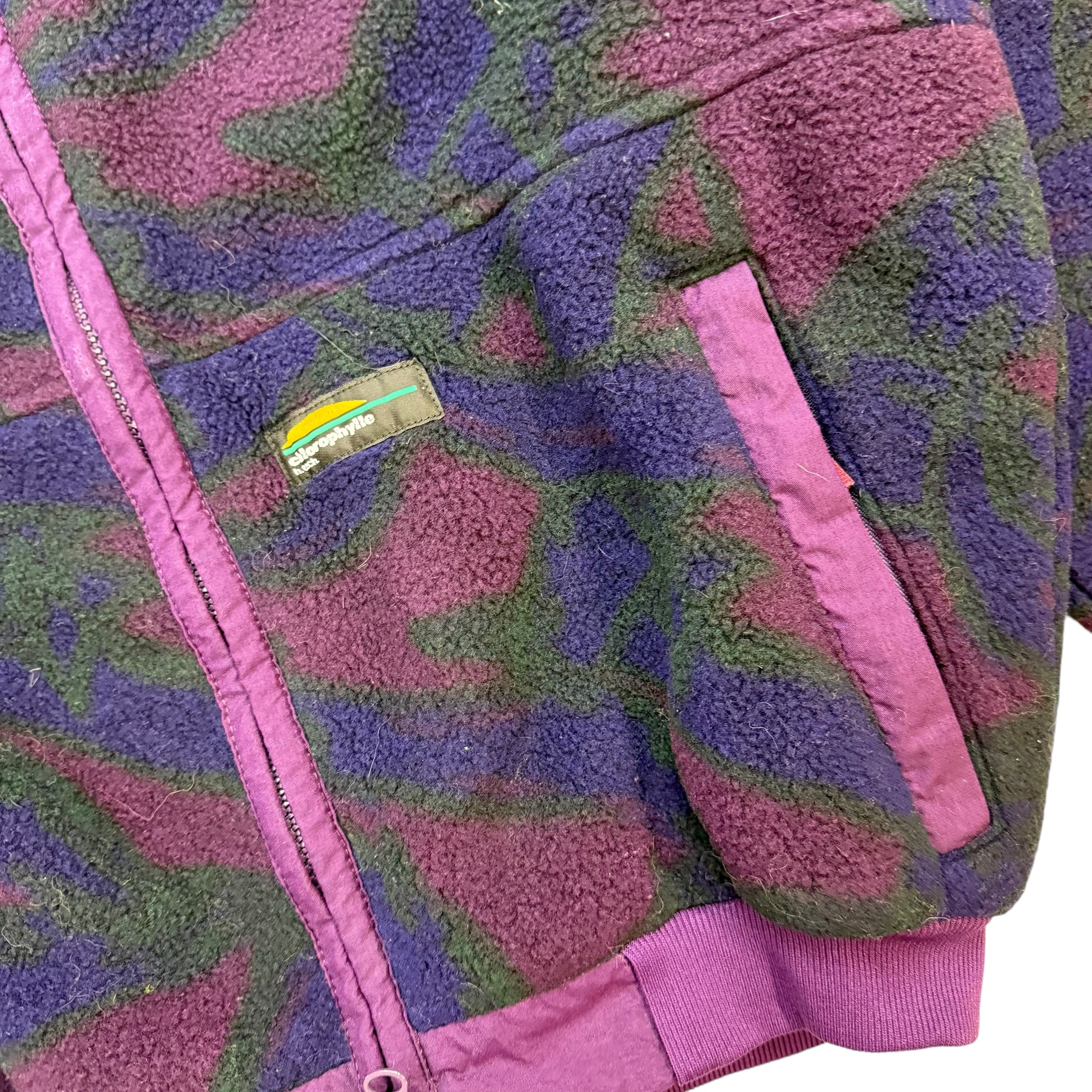 Vintage Chlorophylle Polartec Fleece Button Up Jacket Green/Purple