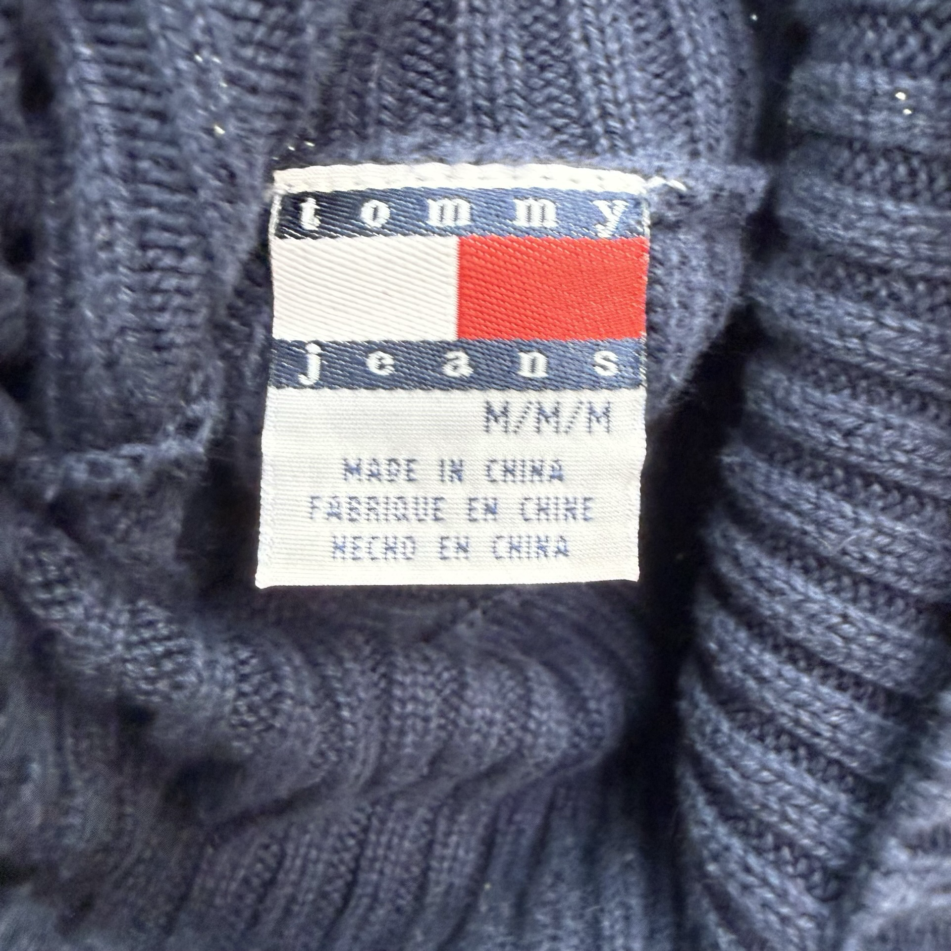 (W) Vintage Tommy Jeans Turtleneck Sweater Navy Blue