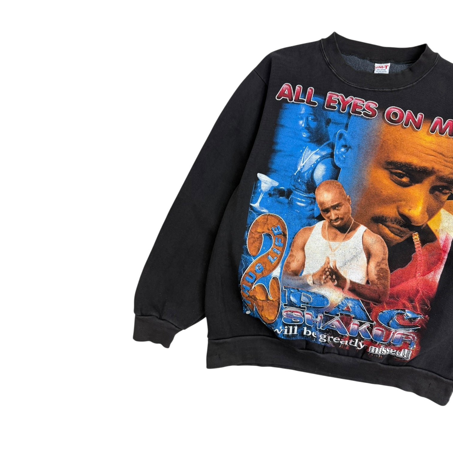 Vintage Tupac Shakur All Eyes On Me Memorial Crewneck Black