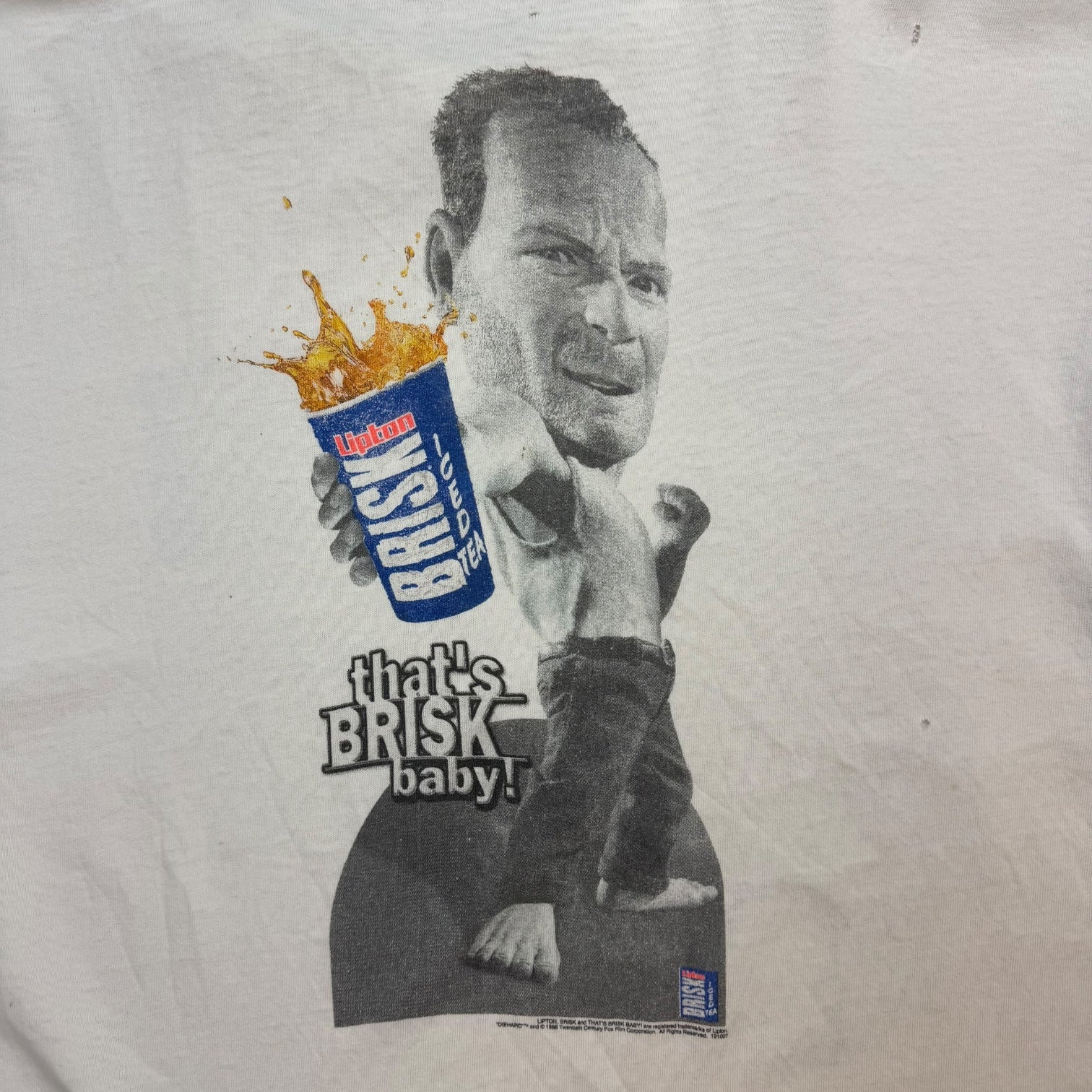 1988 Lipton Brisk Iced Tea Die Hard Promo Tee White