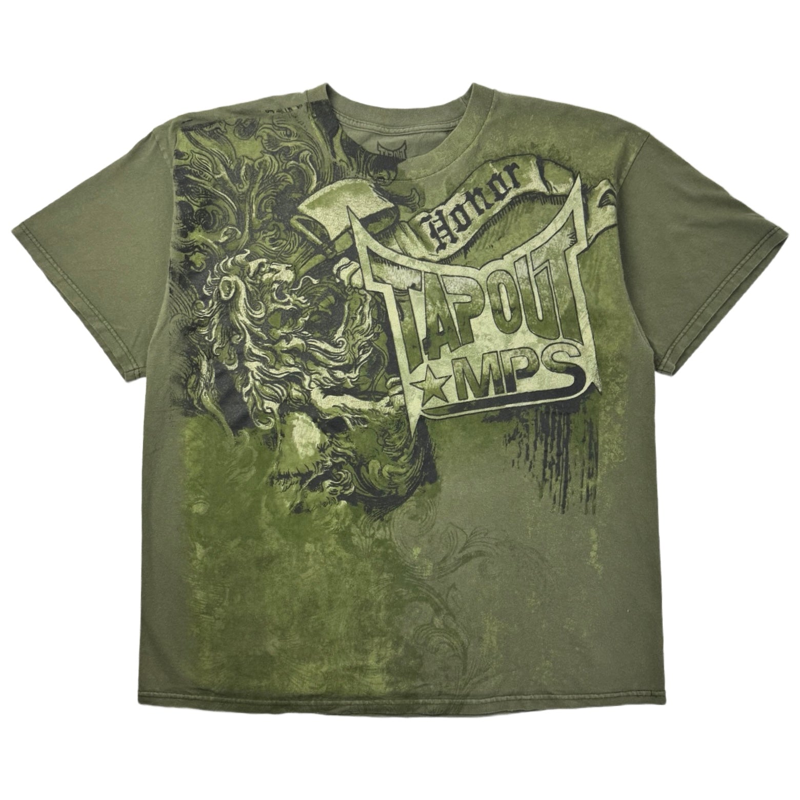 Vintage Y2K Tapout MPS Cyber Fight T-Shirt Green