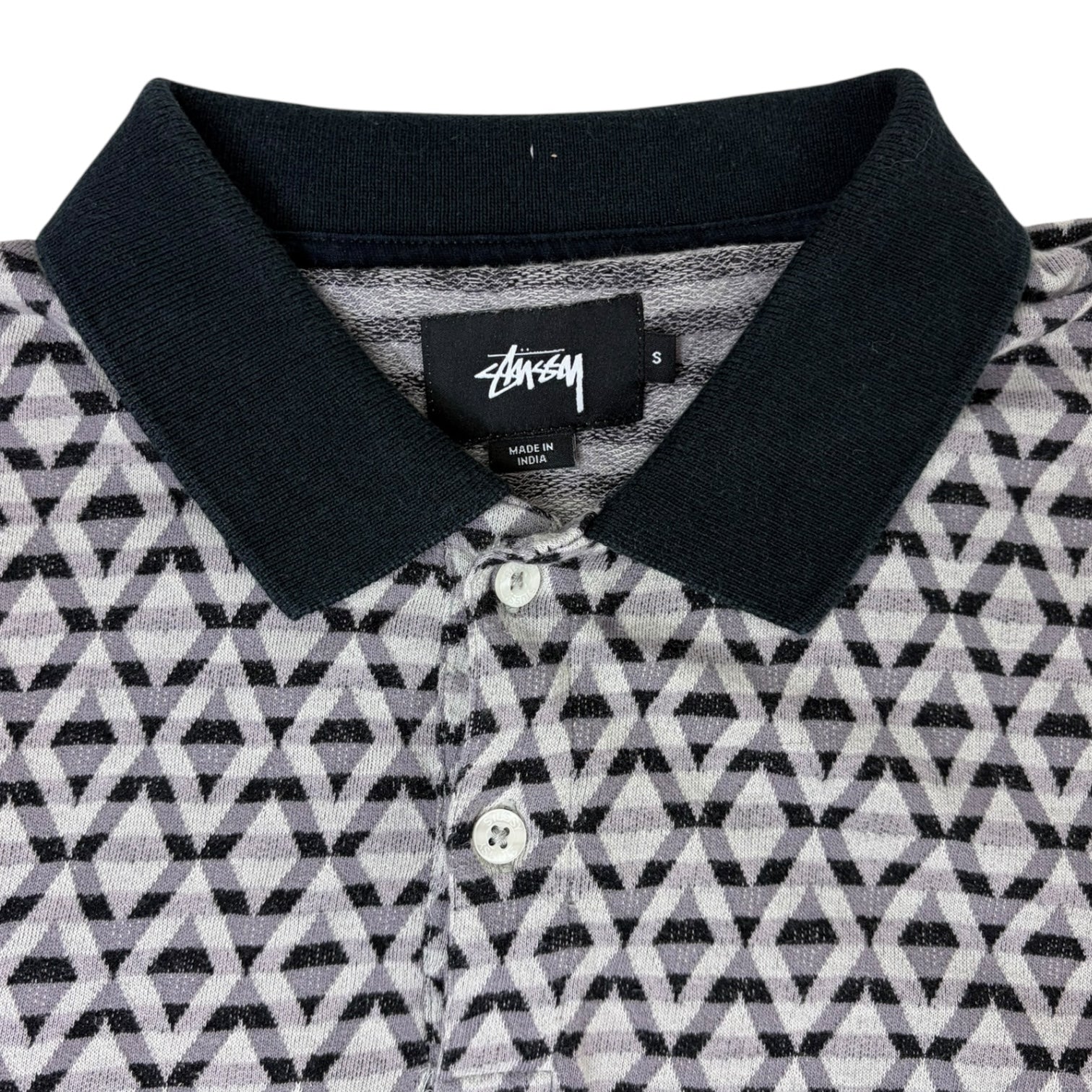 Stussy Diamond Polo Shirt Black & White