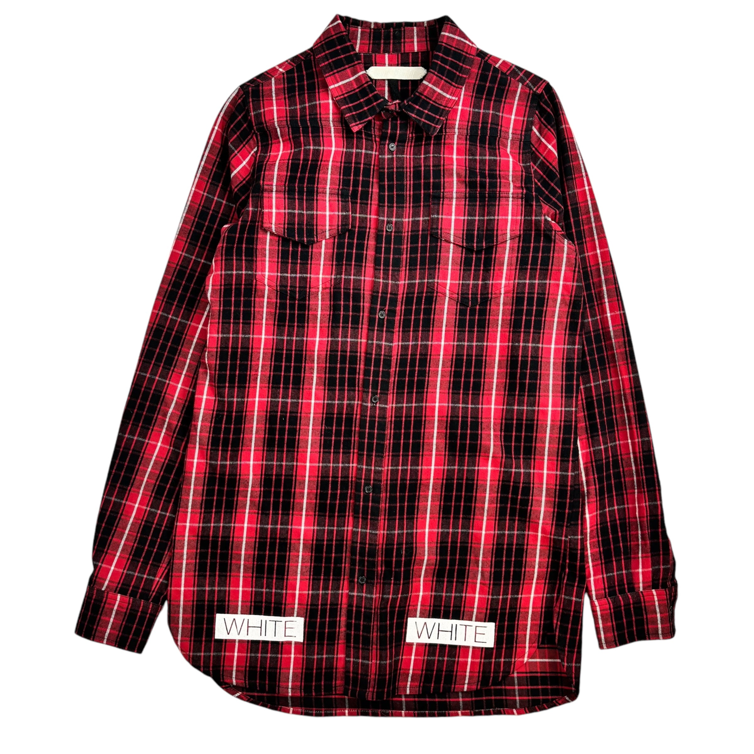 Off-White Plaid Flannel Long Sleeve Red