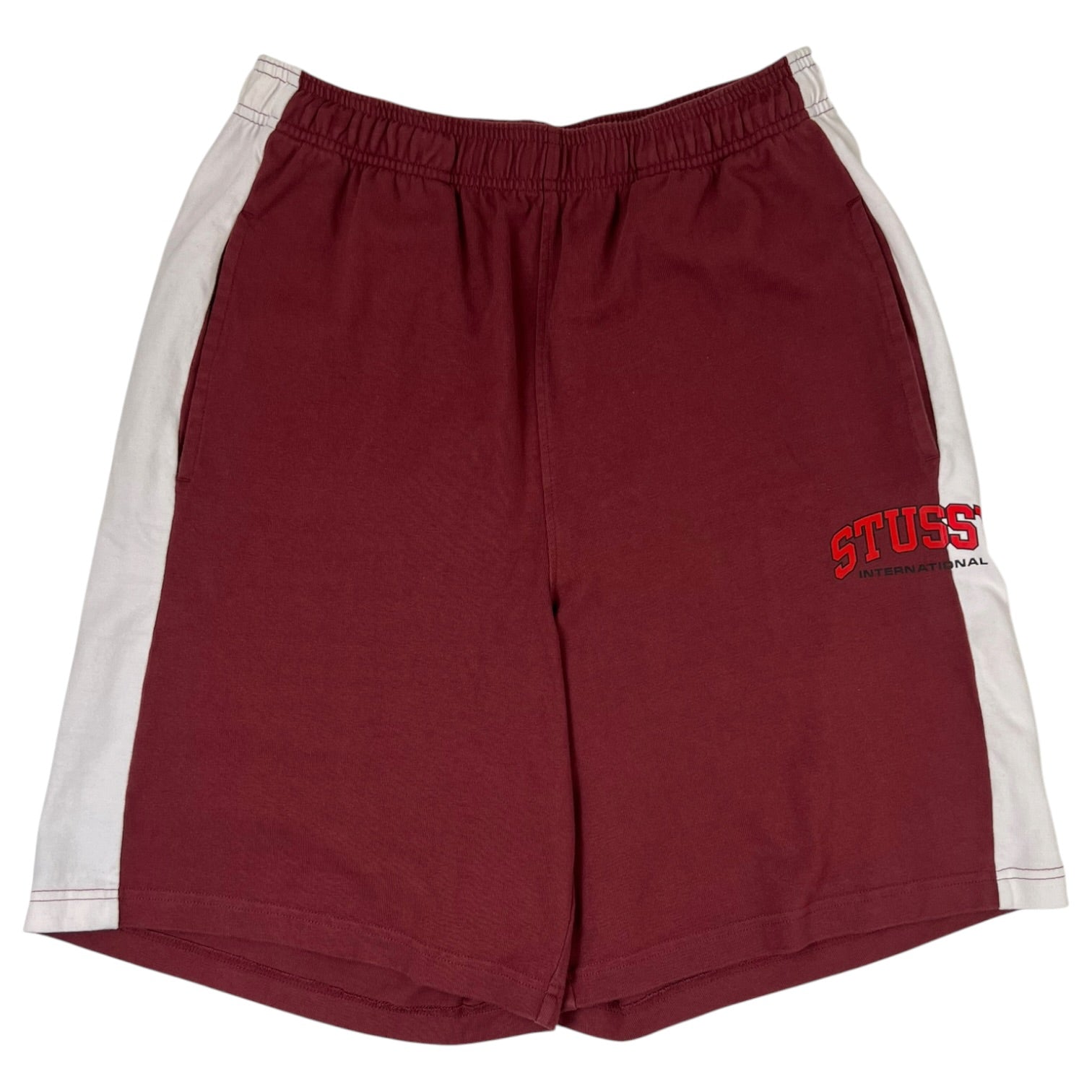 Stussy Striped Sweatshort Burgundy