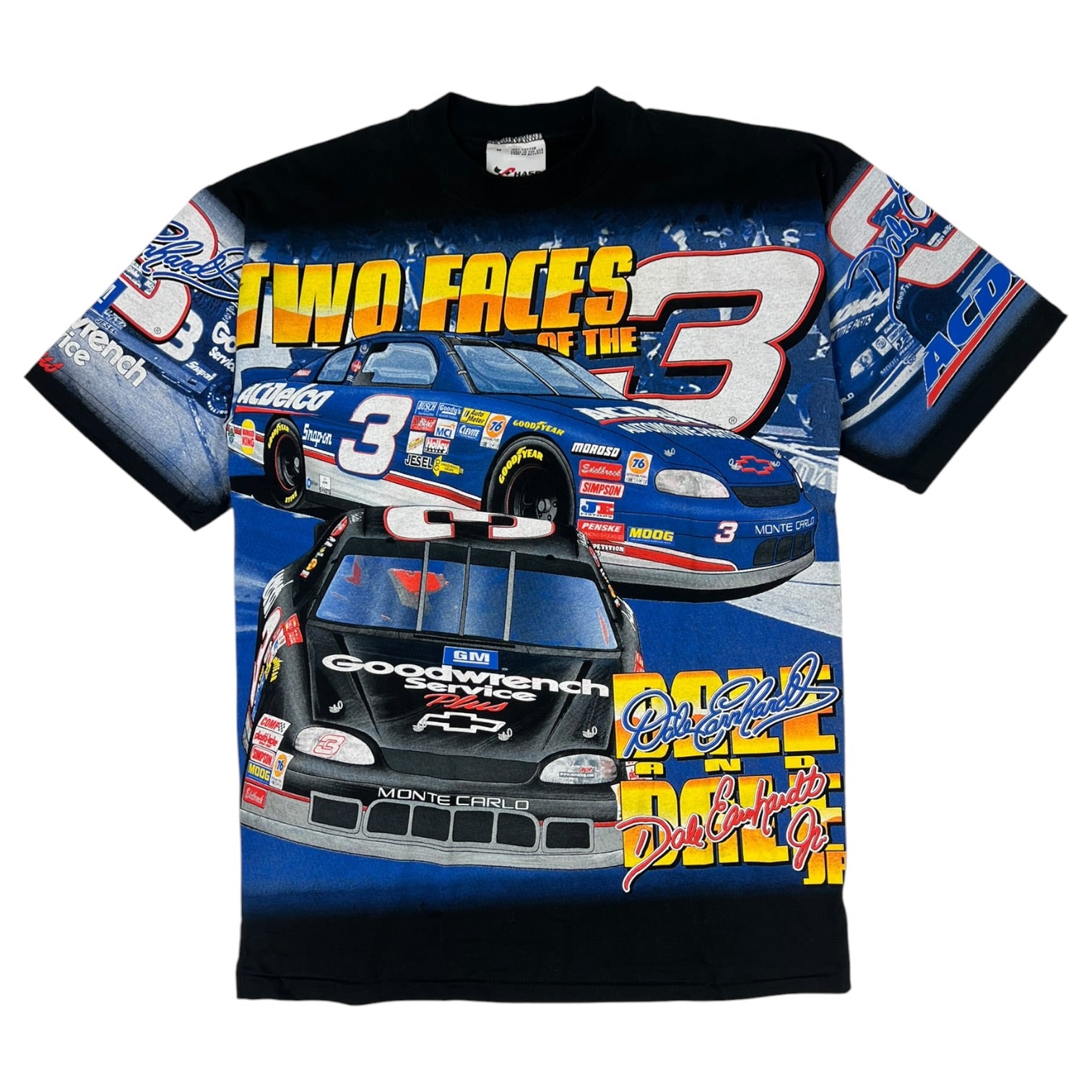 Vintage 1990’s Nascar “Two Faces of the 3” All over Print T-Shirt