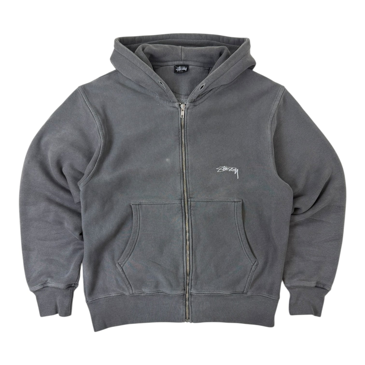Stussy Smooth Stock Zip Up Hoodie Washed Black