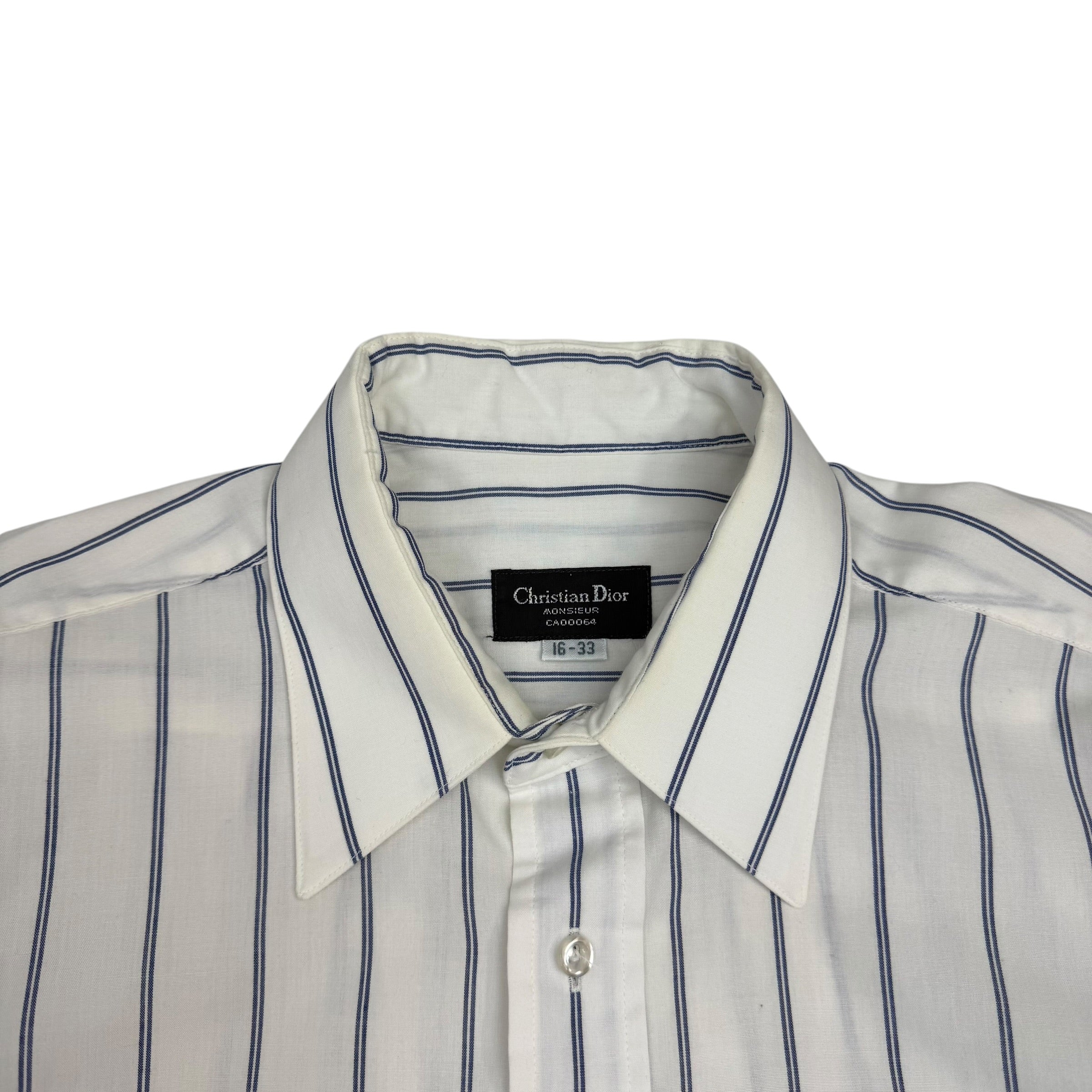 Vintage Christian Dior Vertical Stripe Button Up White