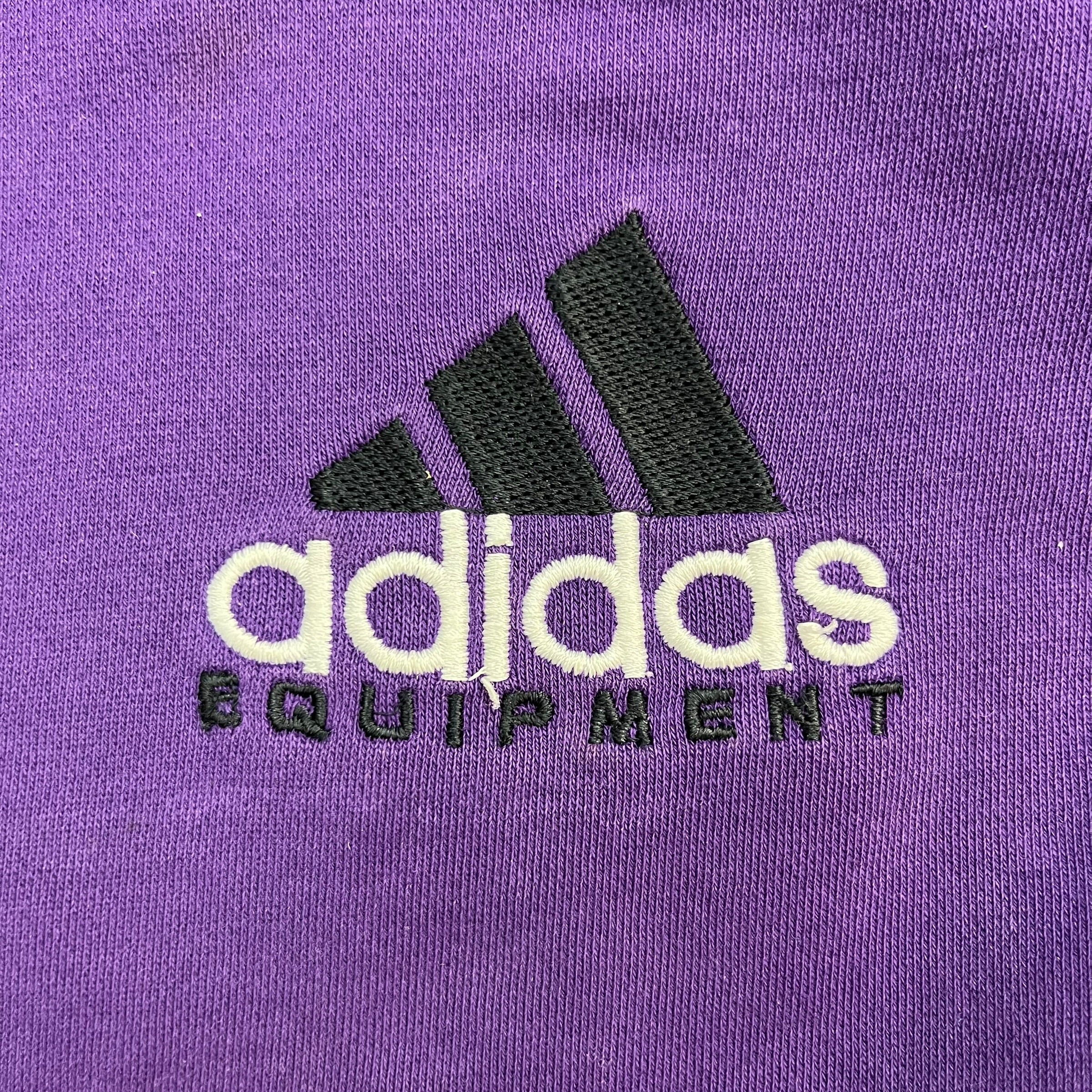 Vintage Adidas Equipment Ripped Hoodie Purple