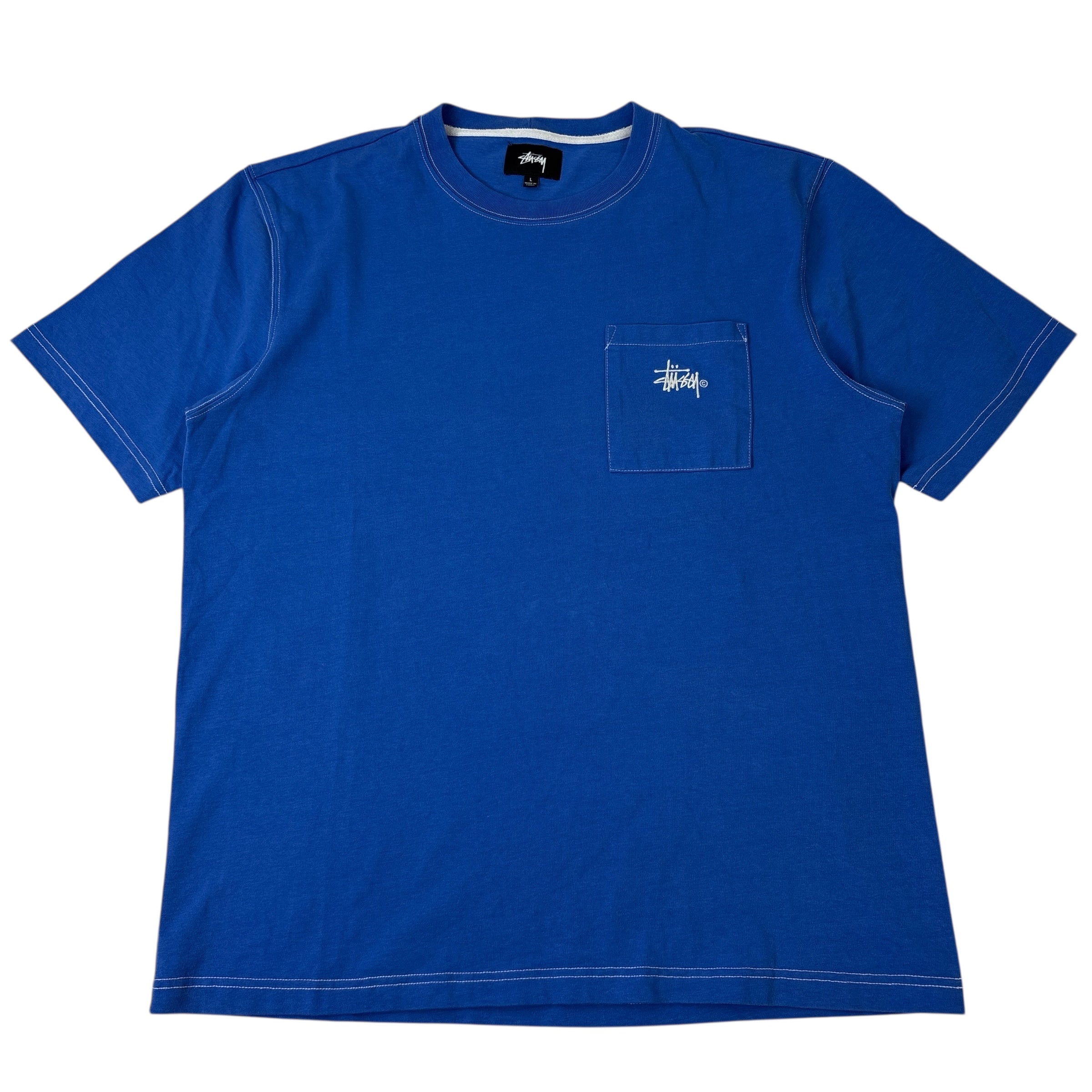 Stussy Stock Pocket Crew Tee Blue