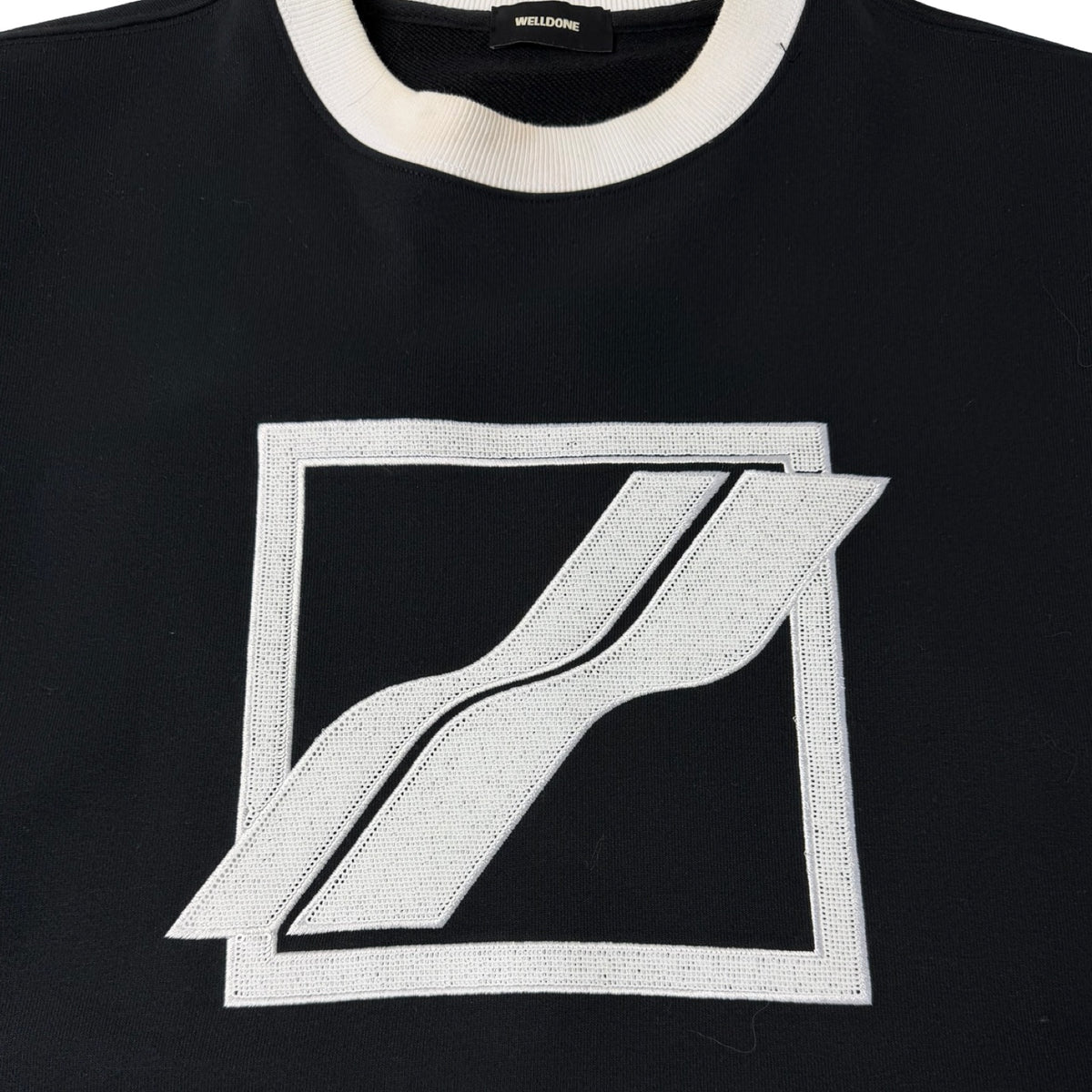 Welldone Sequin Logo Crewneck Black White
