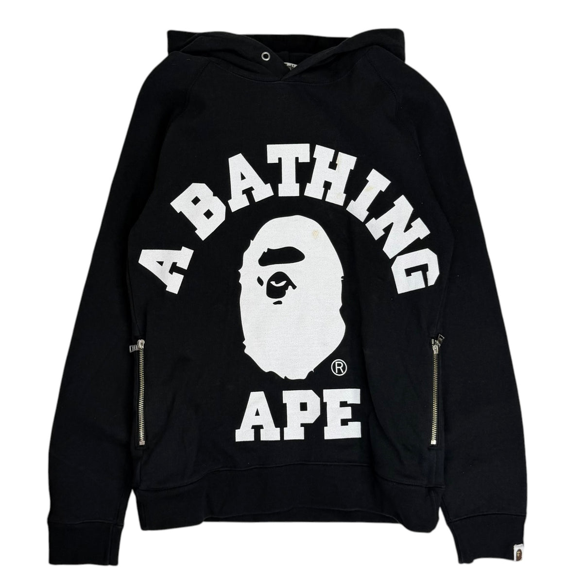 (W) Bape College Side Zip Hoodie Black