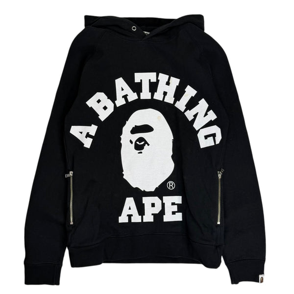 (W) Bape College Side Zip Hoodie Black