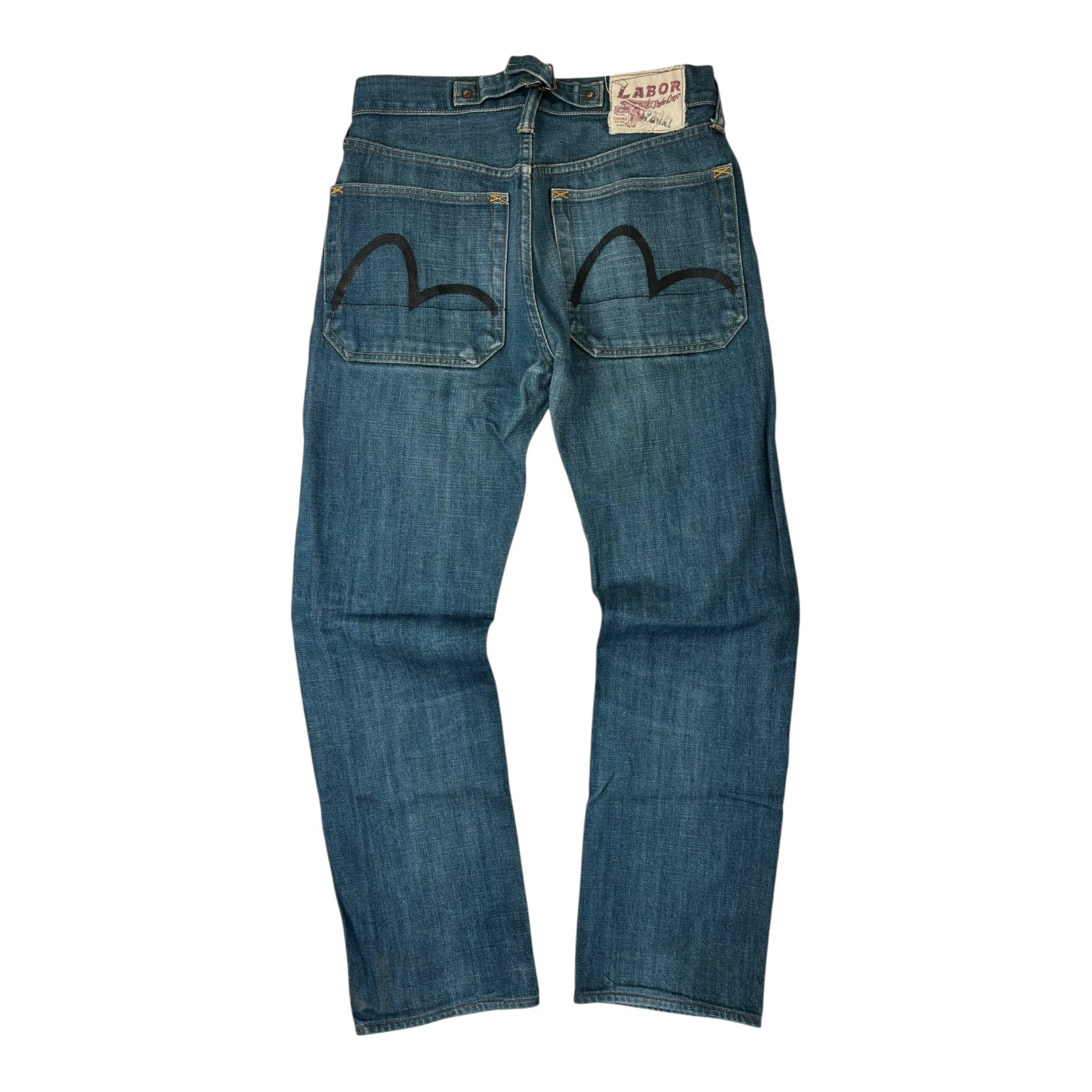 Evisu Labor Buckle-Back Straight Leg Jean Medium Wash