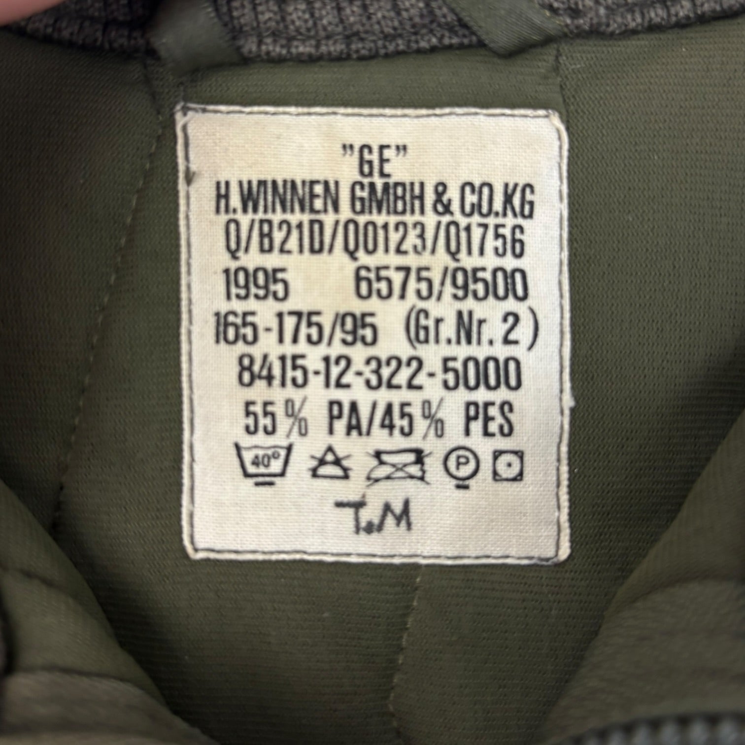 1995 Military Quilted Nylon Jacket Olive Green