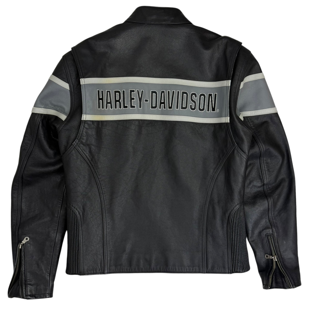 Vintage Harley Davidson Leather Racing Jacket Black/Grey