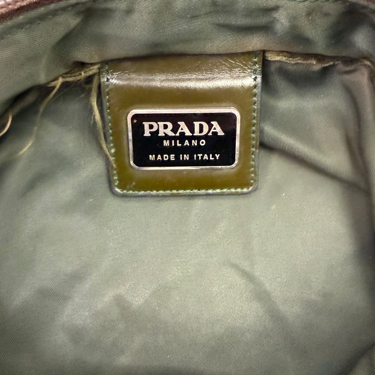 (W) Prada Tessuto Nylon Crossbody Bag Dark Green
