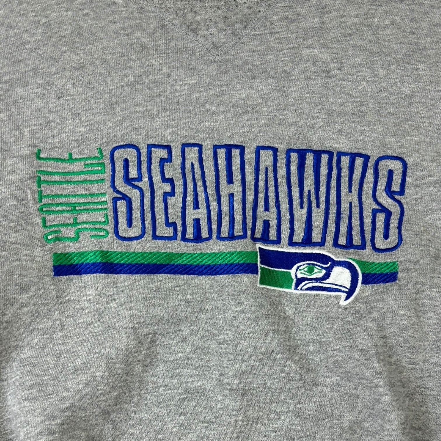Vintage Seattle Seahawks Embroidered Crewneck Grey