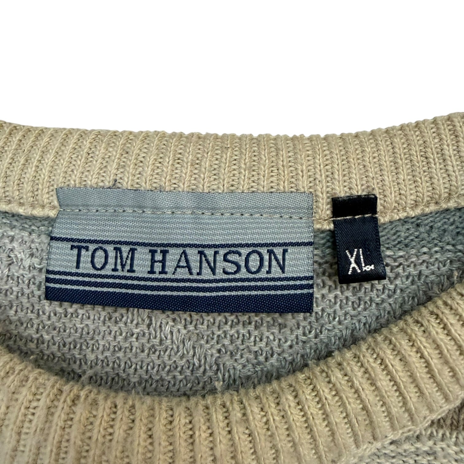 Vintage Tom Hanson Coogi Style Knit Sweater Light Blue/ Beige