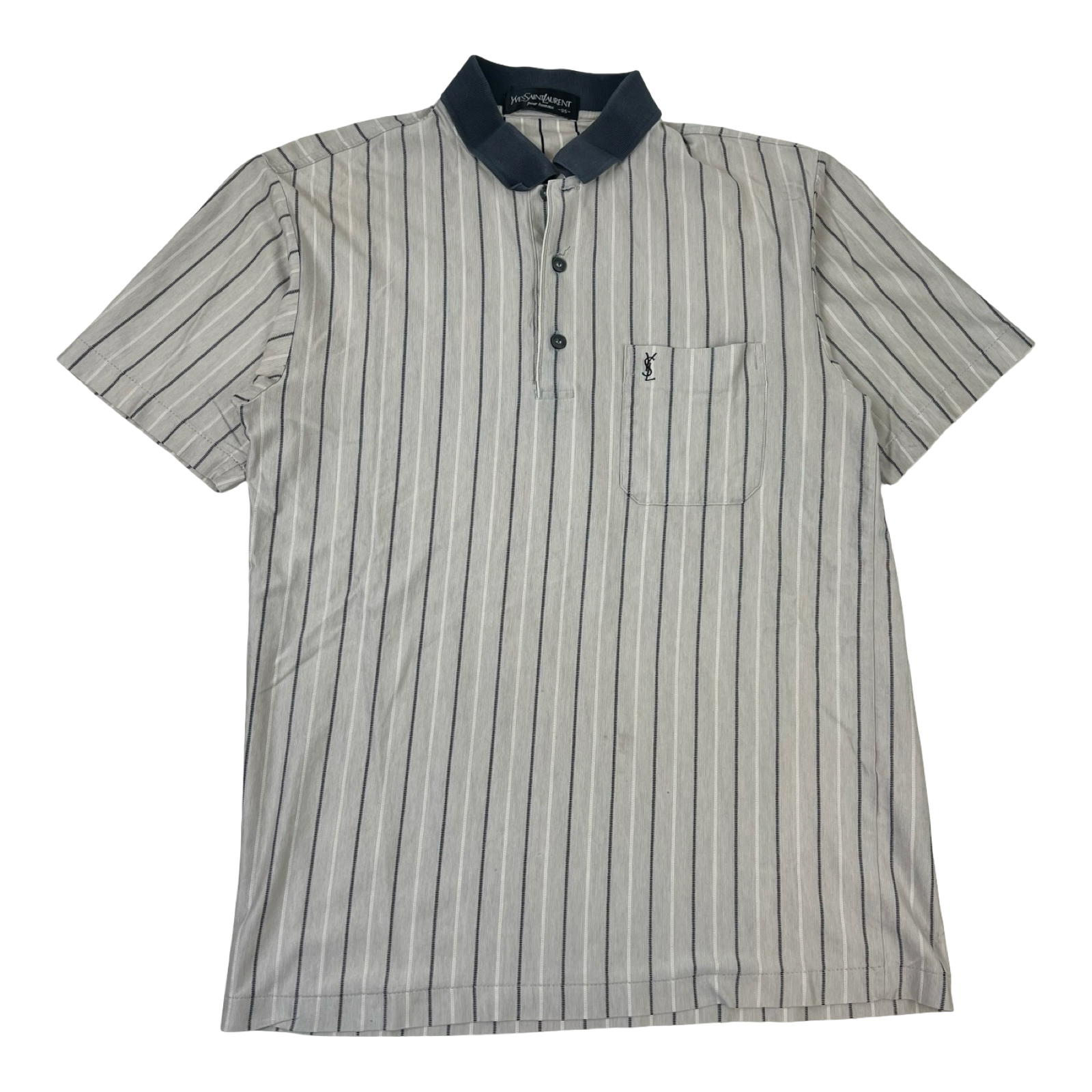 Vintage Yves Saint Laurent Pinstripe Short-Sleeve Polo Shirt