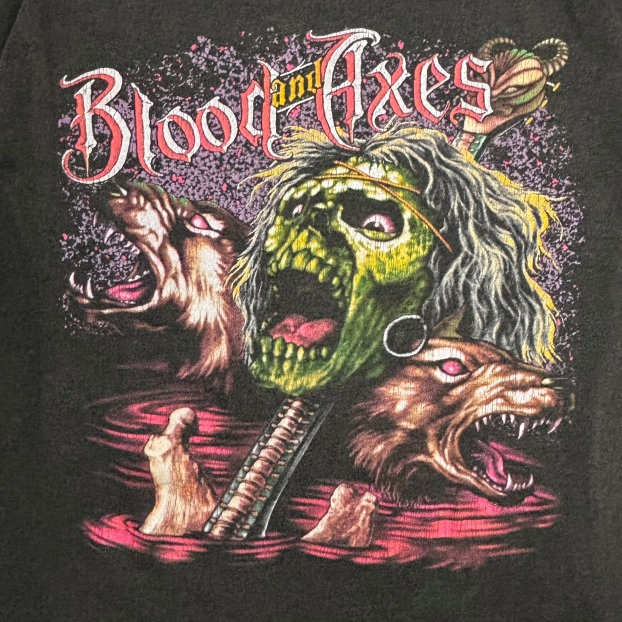 Vintage 3D Emblem Blood And Axes T-Shirt