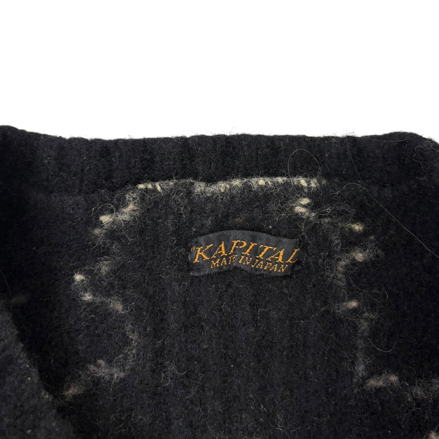 Kapital 5G Wool Bone Crew Sweater Black
