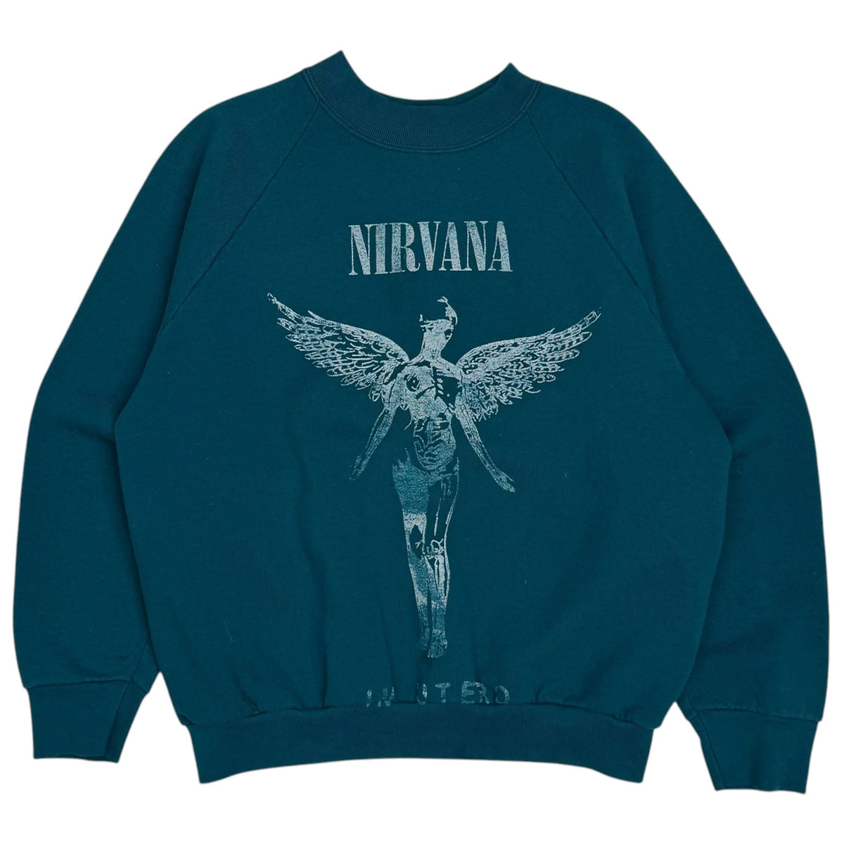 (W) Vintage Nirvana In Utero Crewneck Teal