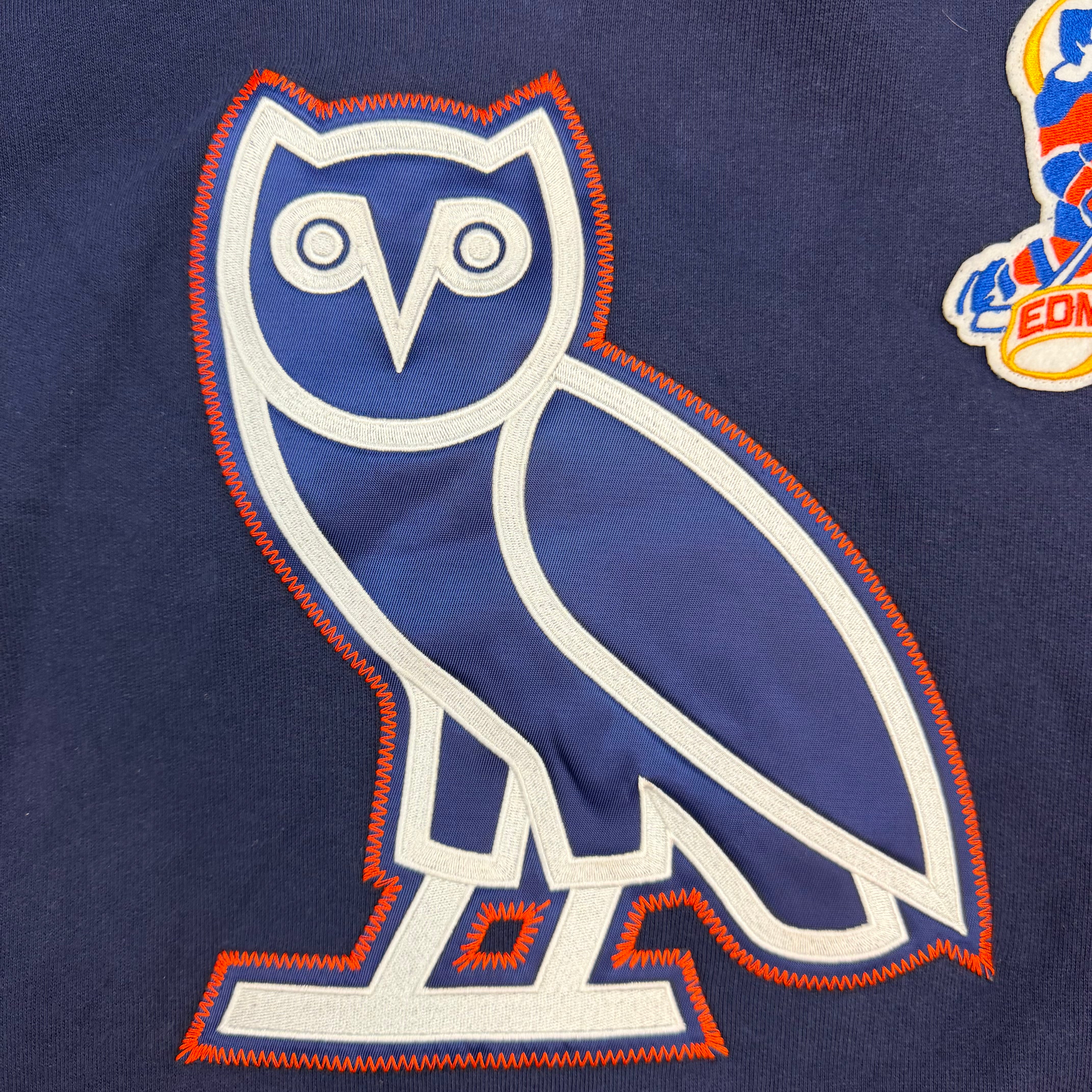 OVO X NHL Edmonton Oilers Stripe Hoodie Navy