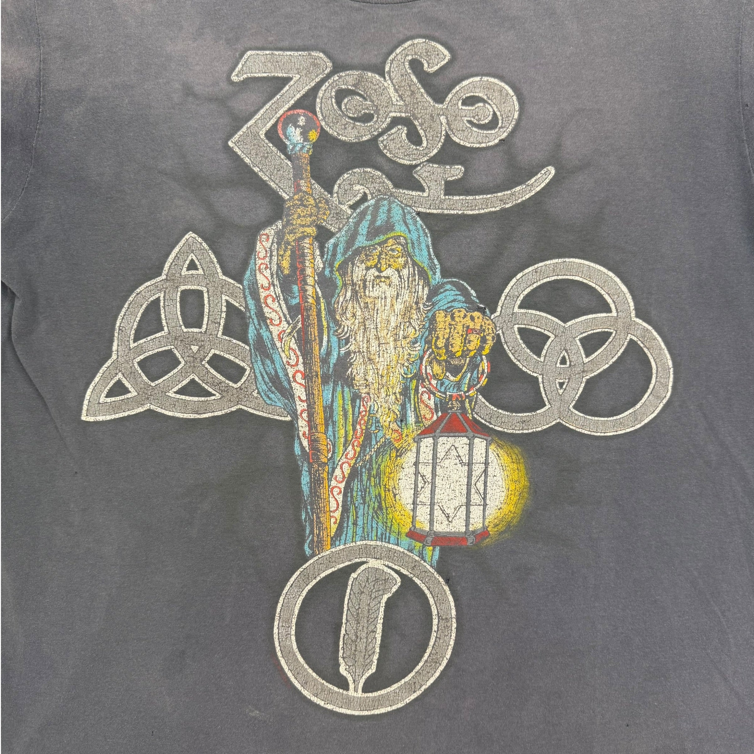 1990 Led Zeppelin Zoso Wizard Tee Faded Black