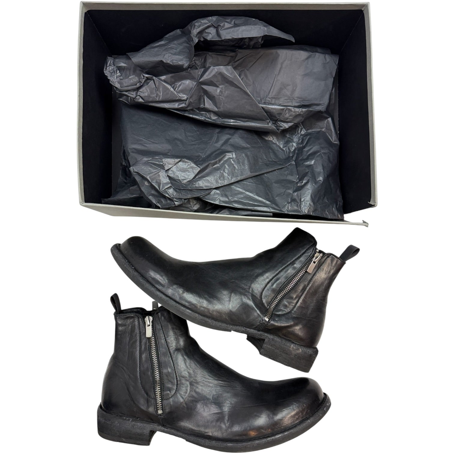 Officine Creative Double Zip Leather Boots (Used)