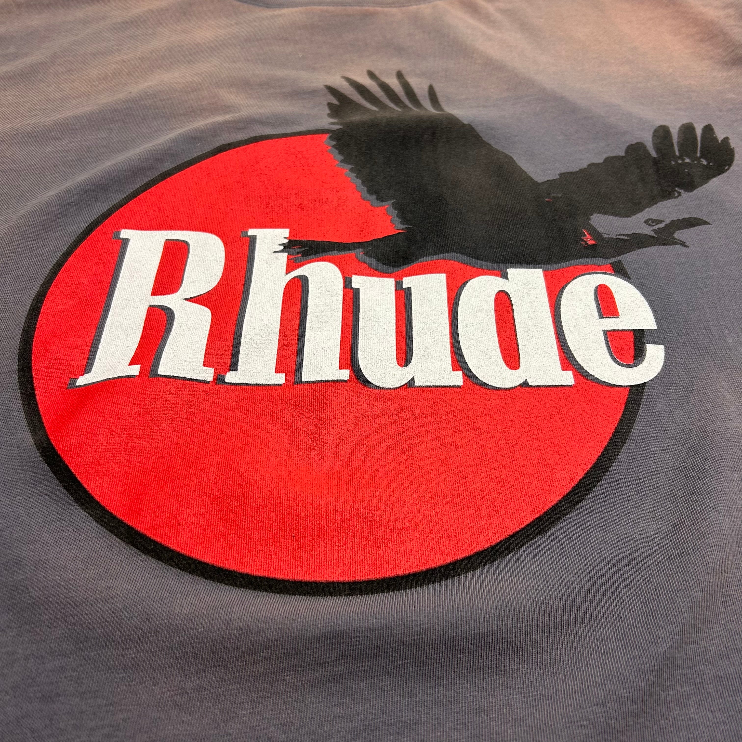 Rhude Eagle Logo Gradient Fade Tee Grey