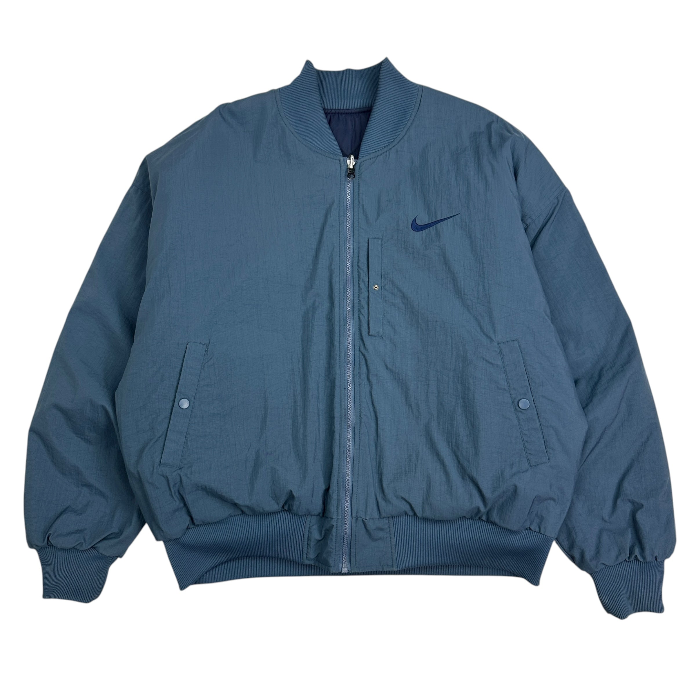 Vintage Nike Reversible Quilted Bomber Jacket Blue/Navy