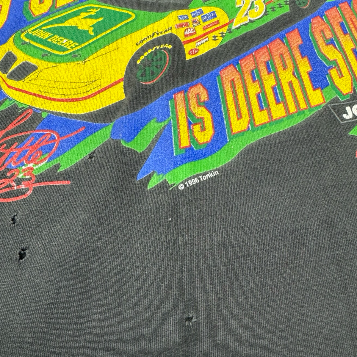 1996 John Deere NASCAR Promo T-Shirt Faded Black