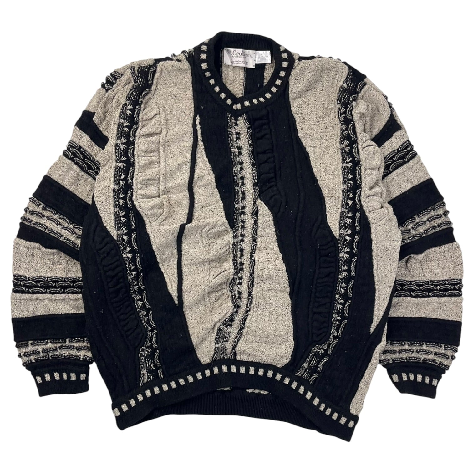 Vintage St. Croix V-Neck 3D Knit Cremé/Noir
