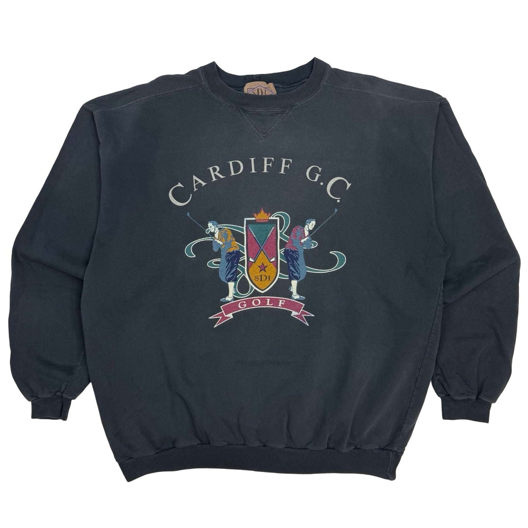 Vintage Cardiff Golf Club Crewneck Faded Black
