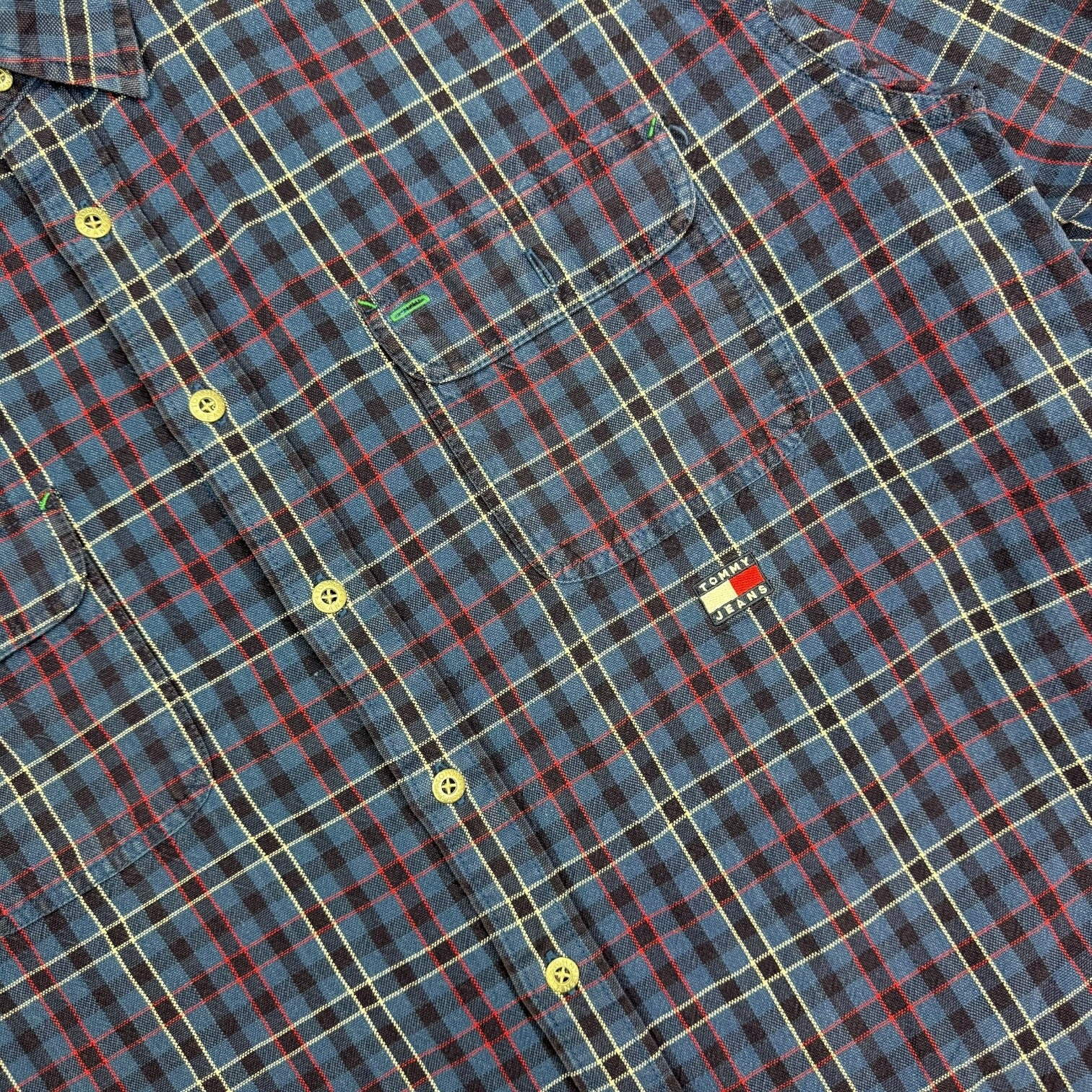Vintage Tommy Jeans Plaid Button Up Shirt Blue/Red