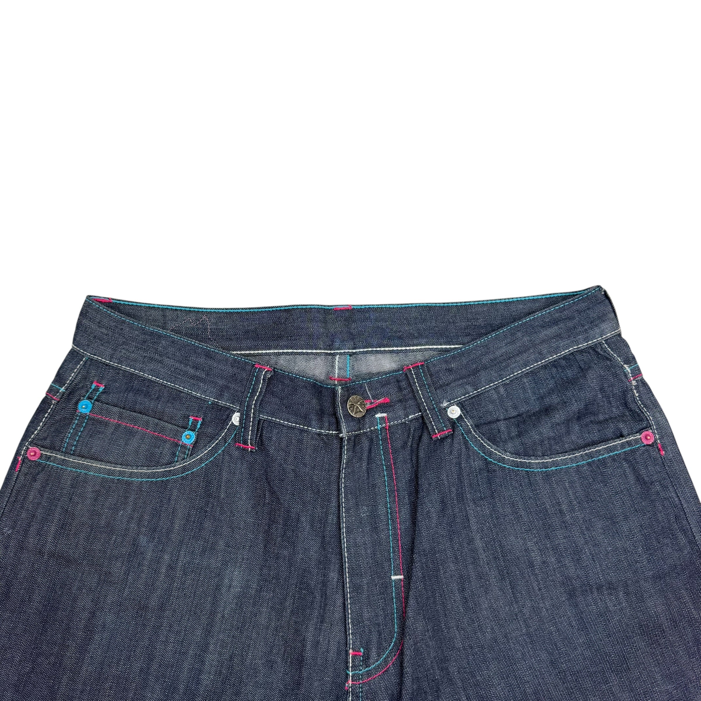 Vintage Artful Dodger “Horrible Death” Embroidered Raw Denim Jeans Indigo