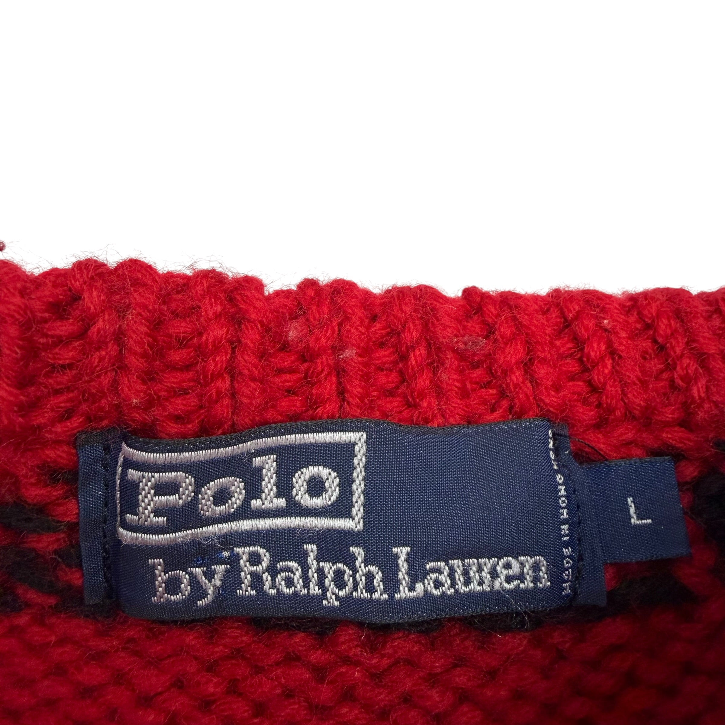 Vintage Polo Ralph Lauren Buffalo Plaid Knit Sweater Red