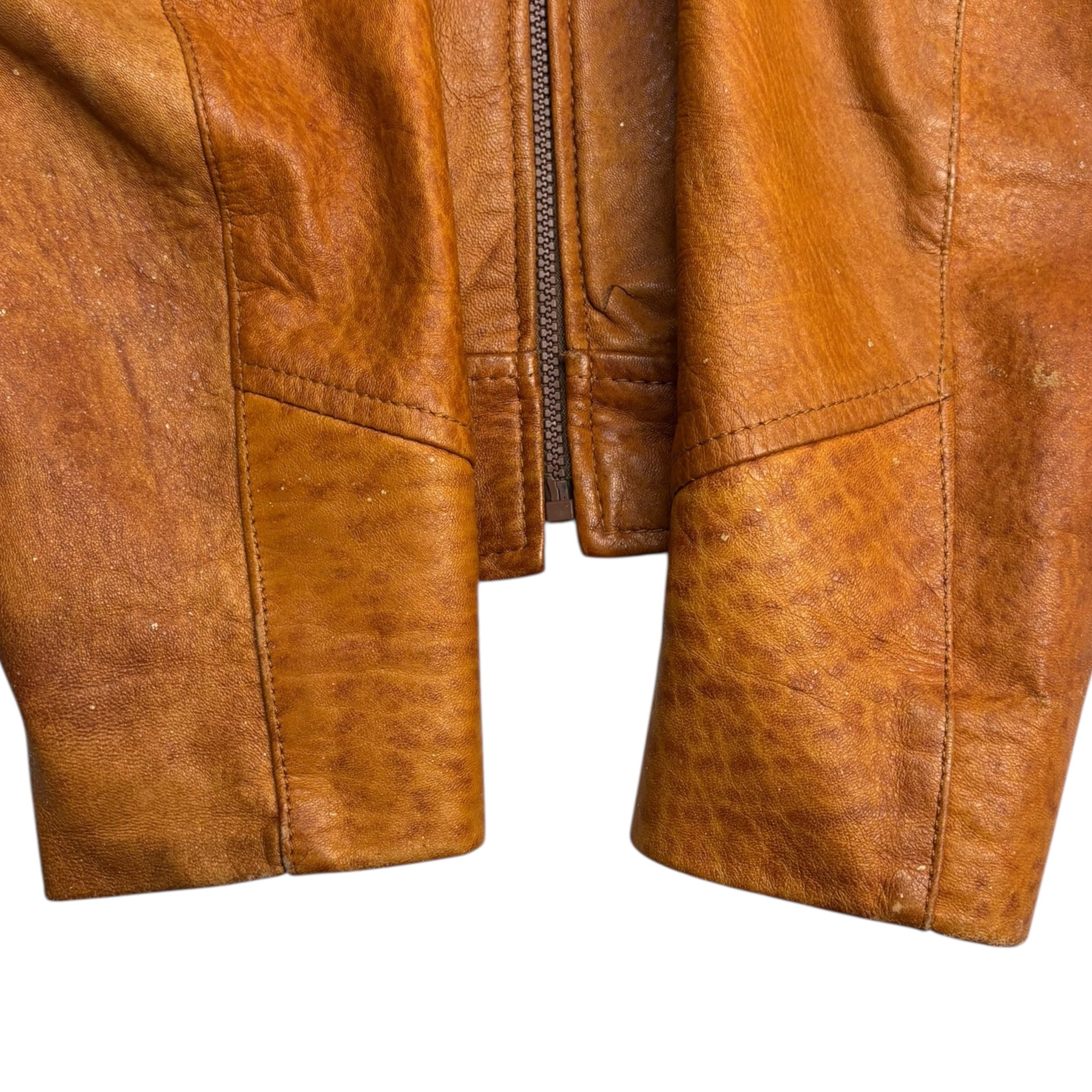 Vintage Rice Sports Wear Leather Jacket Brown