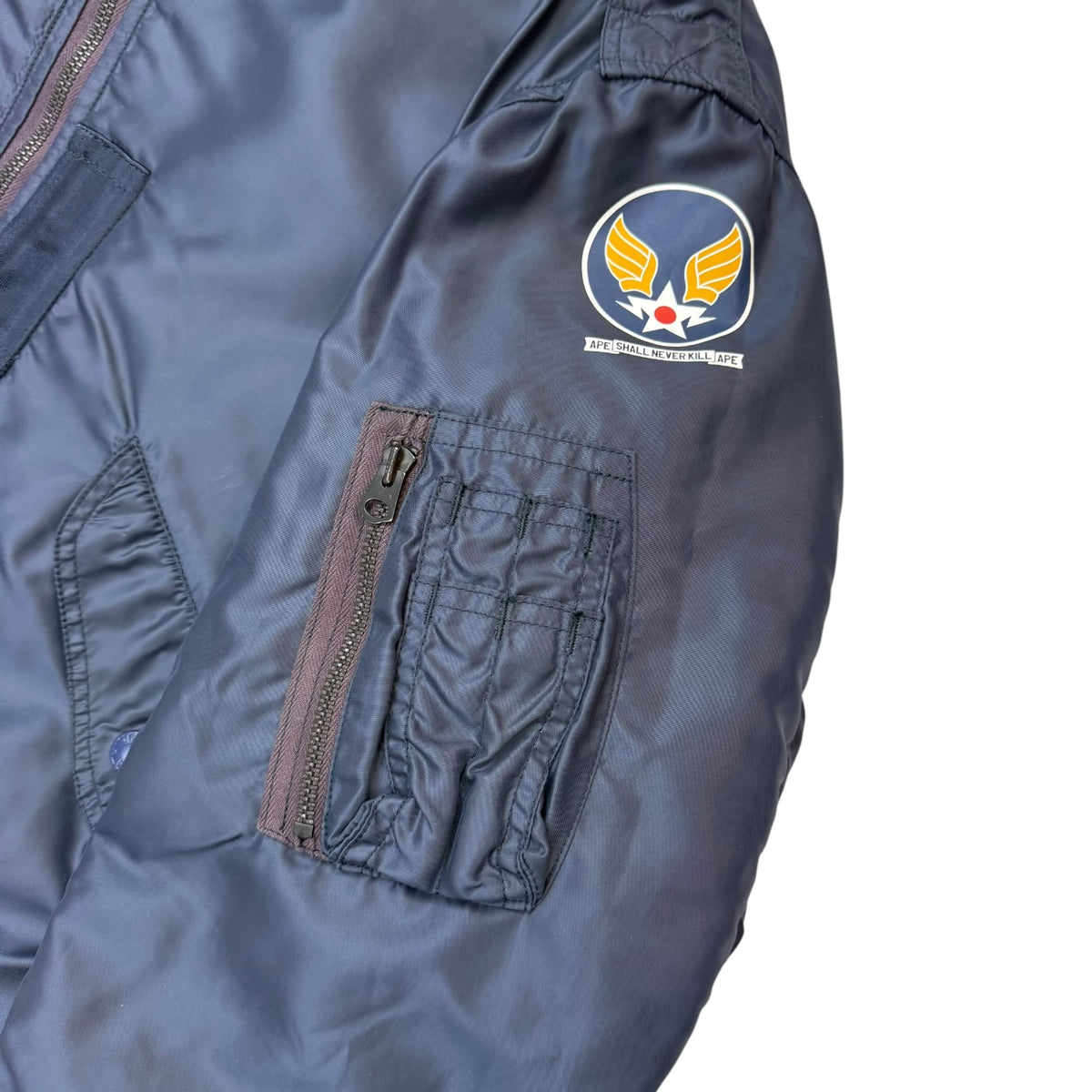A Bathing Ape x The Real McCoys MA-1 Bomber Jacket Navy Blue