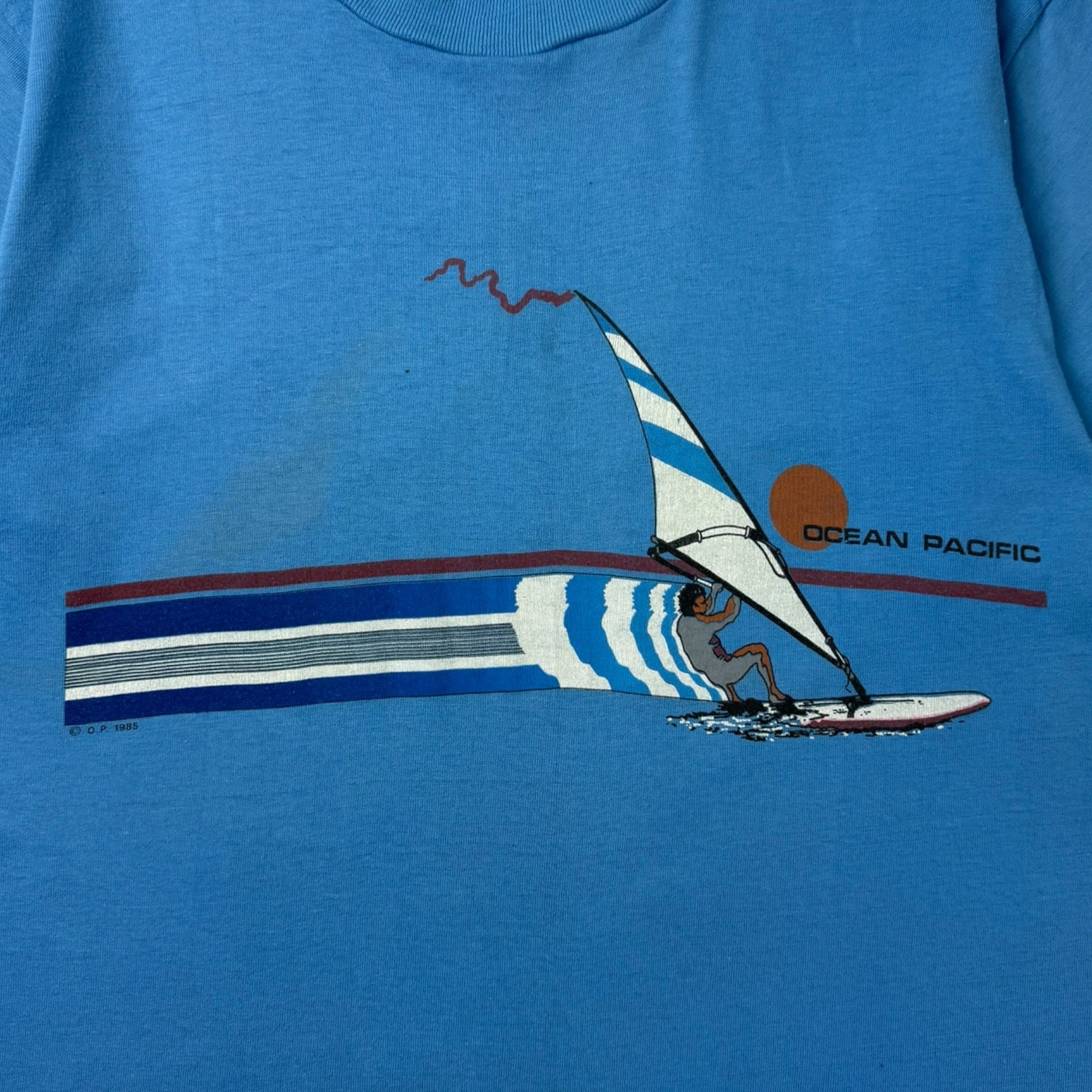 1985 Ocean Pacific Windsurfing T-Shirt Blue