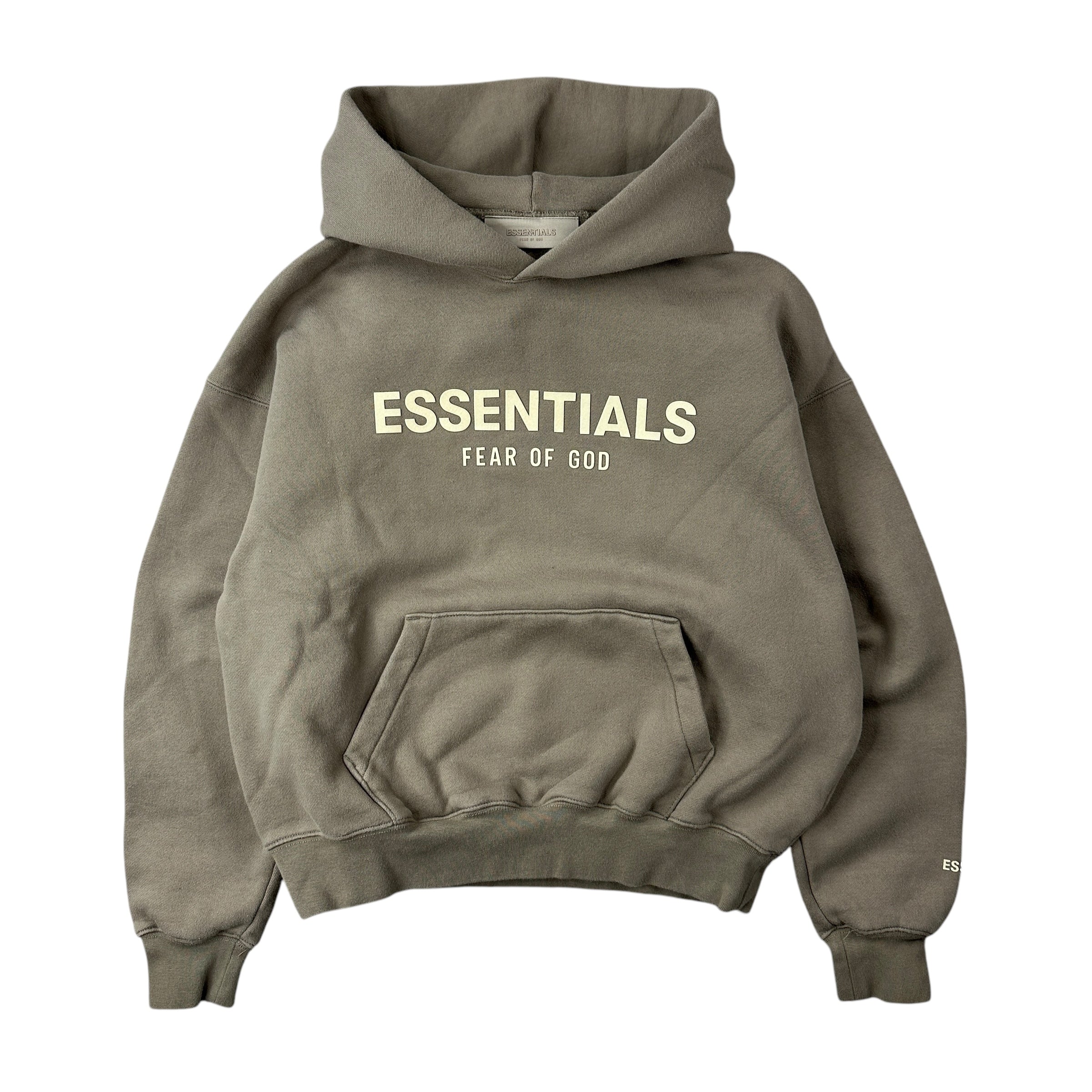 Fear Of God Essentials Kids Hoodie Grey Brown