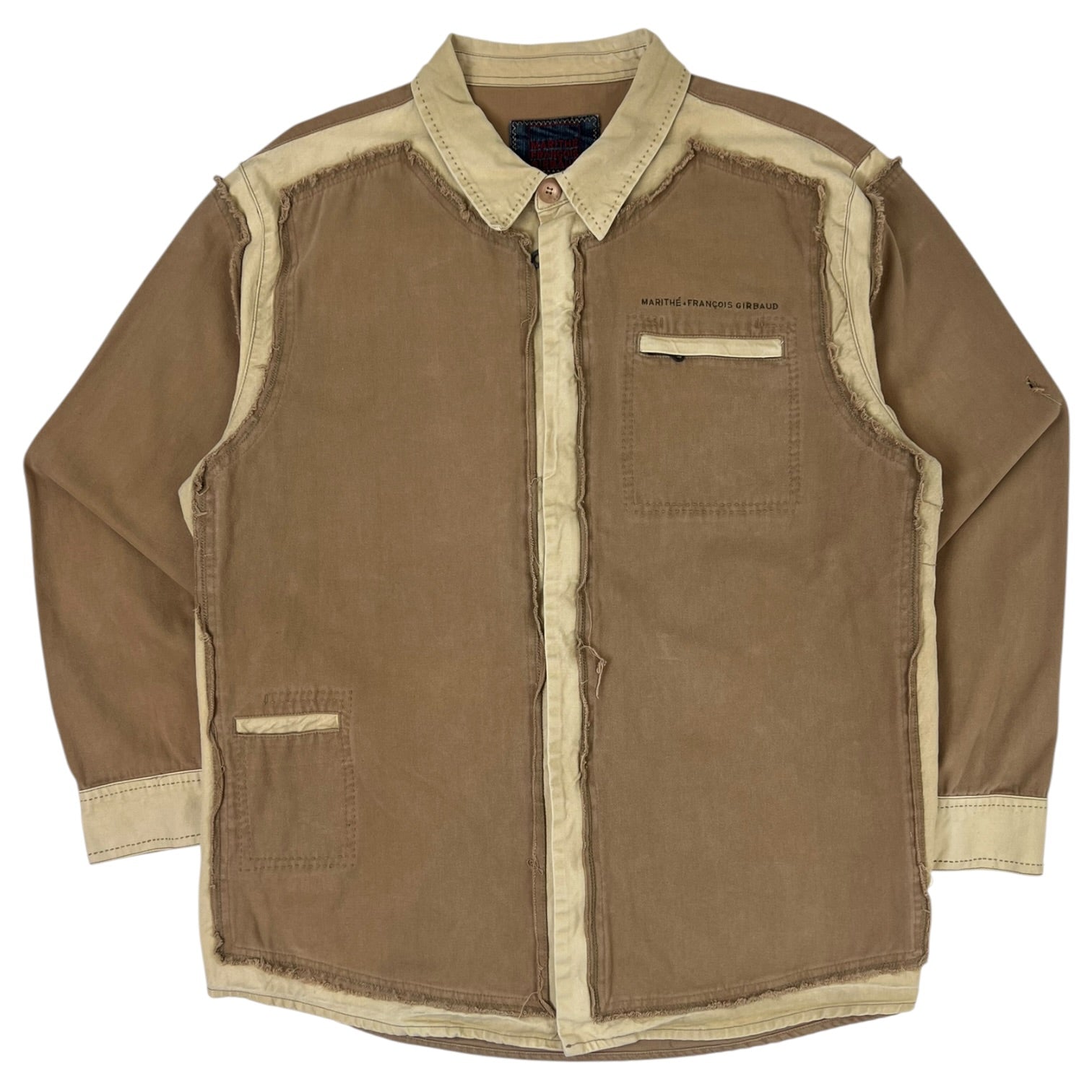 Vintage Marithé Francois Girbaud Raw-Edge Button Up Shirt Brown