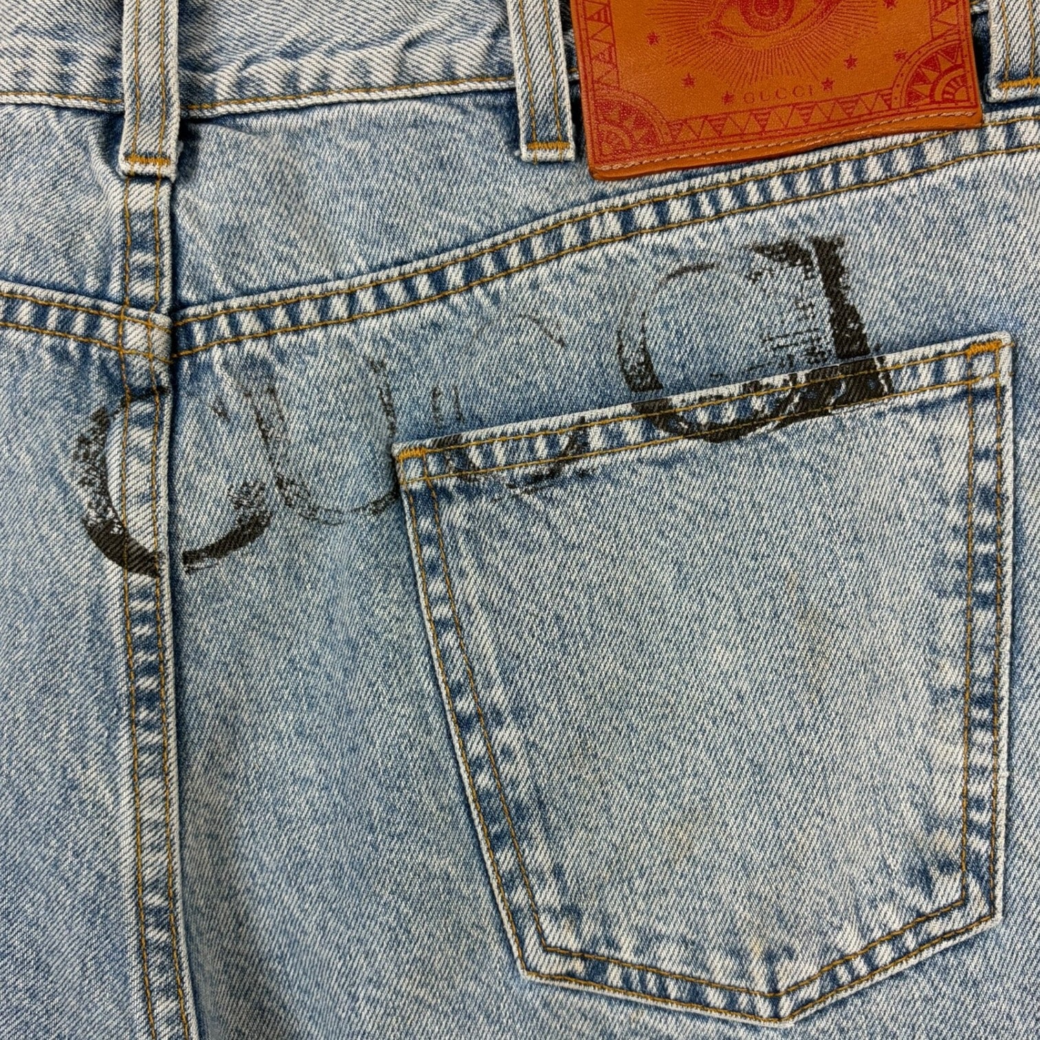 Gucci Straight-Leg Logo Jean Light Wash