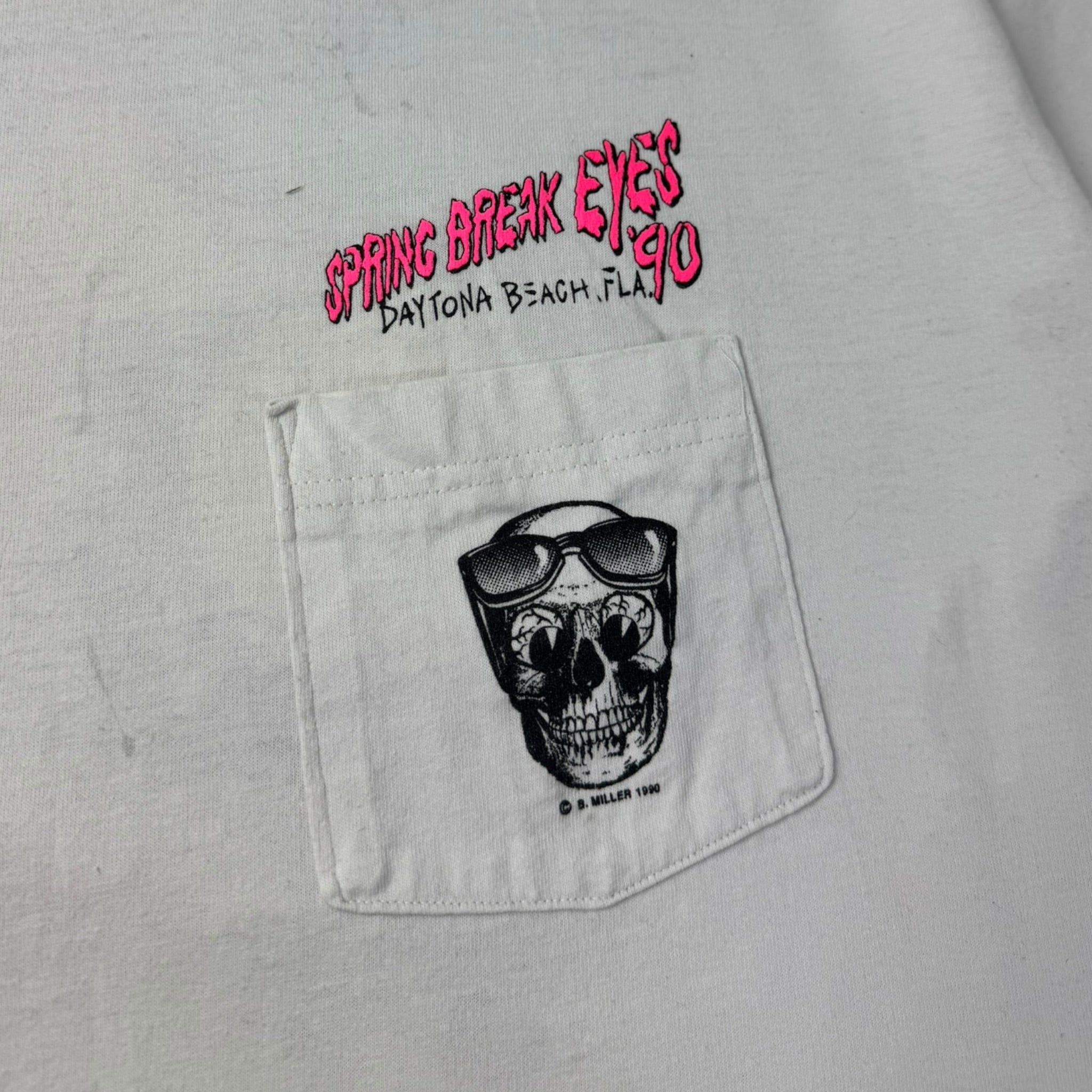 1990 ‘Sping Break Eyes’ Skull Pocket T-Shirt