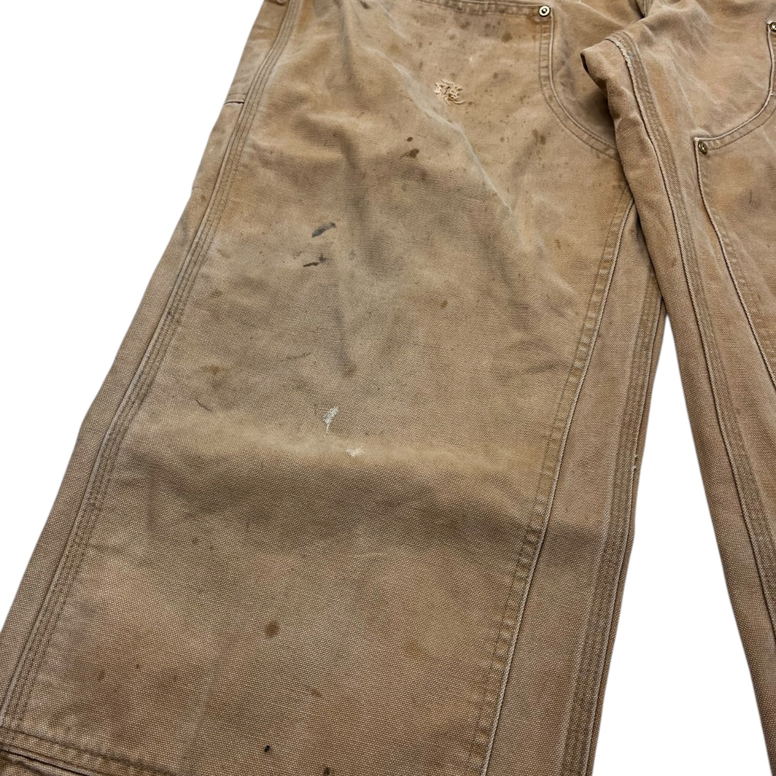 Carhartt Double Knee Work Pants Worn Faded Tan (38)